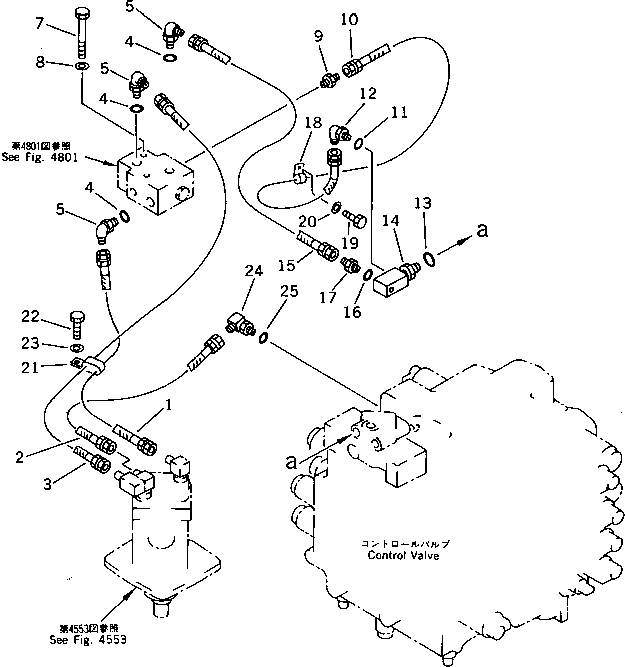 Схема запчастей Komatsu PF5LC-1 - ГЛАВН. ТРУБЫ (/) ПОВОРОТН. И СИСТЕМА УПРАВЛЕНИЯ