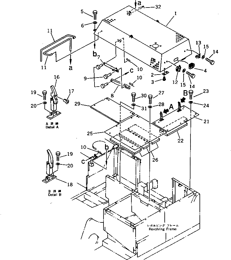 Схема запчастей Komatsu PF5LC-1 - MACHINERY ОБСТАНОВКА (/) ОСНОВНАЯ РАМА И КАБИНА