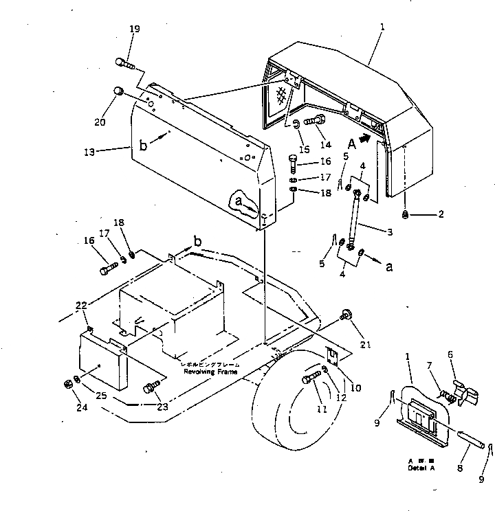 Схема запчастей Komatsu PW05-1 - КАБИНА (KE И США СПЕЦ-Я.) ОСНОВНАЯ РАМА¤ ШАССИ И КАБИНА