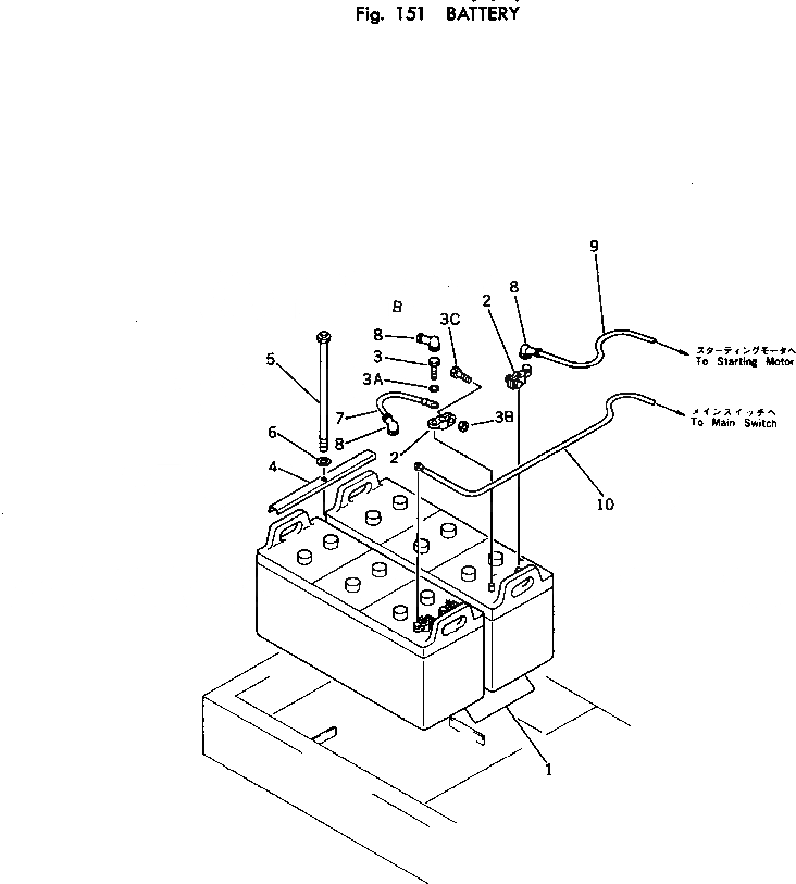 Схема запчастей Komatsu PW100-1 - АККУМУЛЯТОР КОМПОНЕНТЫ ДВИГАТЕЛЯ И ЭЛЕКТРИКА