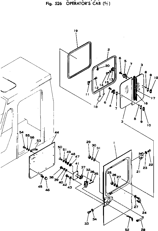 Схема запчастей Komatsu PW100-1 - КАБИНА (/7) ОСНОВНАЯ РАМА И КАБИНА