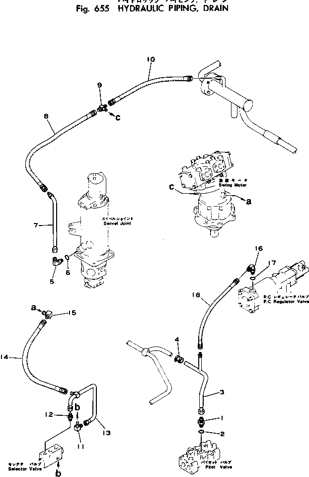 Схема запчастей Komatsu PW100-1 - ГИДРОЛИНИЯ¤ ДРЕНАЖН. УПРАВЛ-Е РАБОЧИМ ОБОРУДОВАНИЕМ
