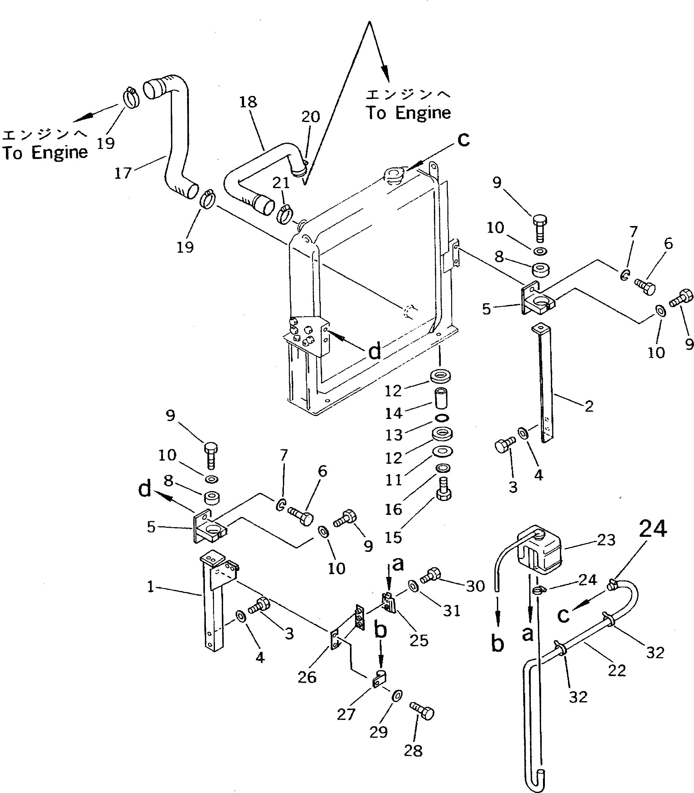 Схема запчастей Komatsu PW100-3 - КРЕПЛЕНИЕ РАДИАТОРА И ТРУБЫ(№8-) КОМПОНЕНТЫ ДВИГАТЕЛЯ И ЭЛЕКТРИКА