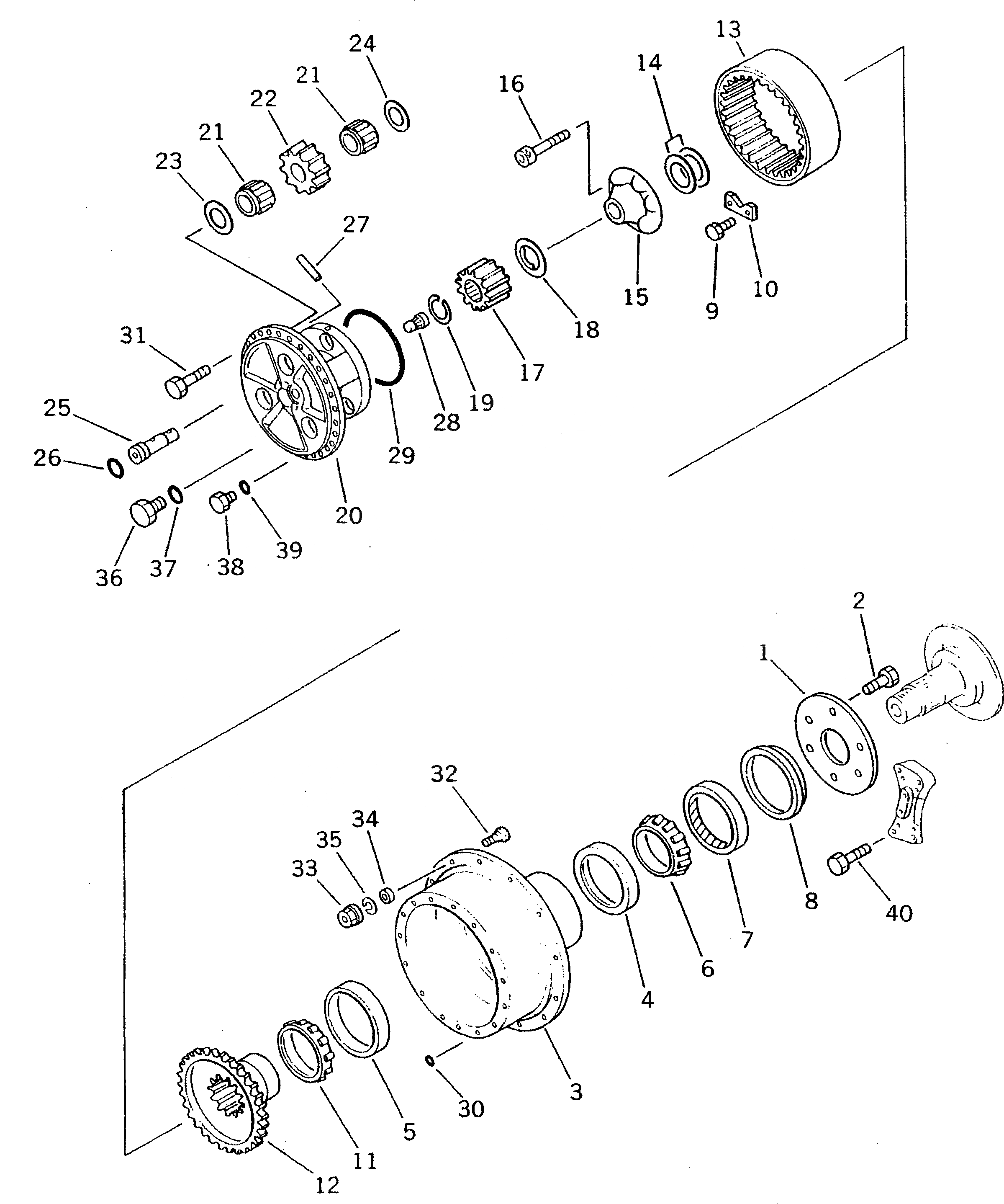 Схема запчастей Komatsu PW100-3 - ЗАДН. КОНЕЧНАЯ ПЕРЕДАЧА(№-) ШАССИ¤ ТРАНСМИССИЯ¤ МОСТ¤ КОЛЕСА И ВОЗД. СИСТЕМА