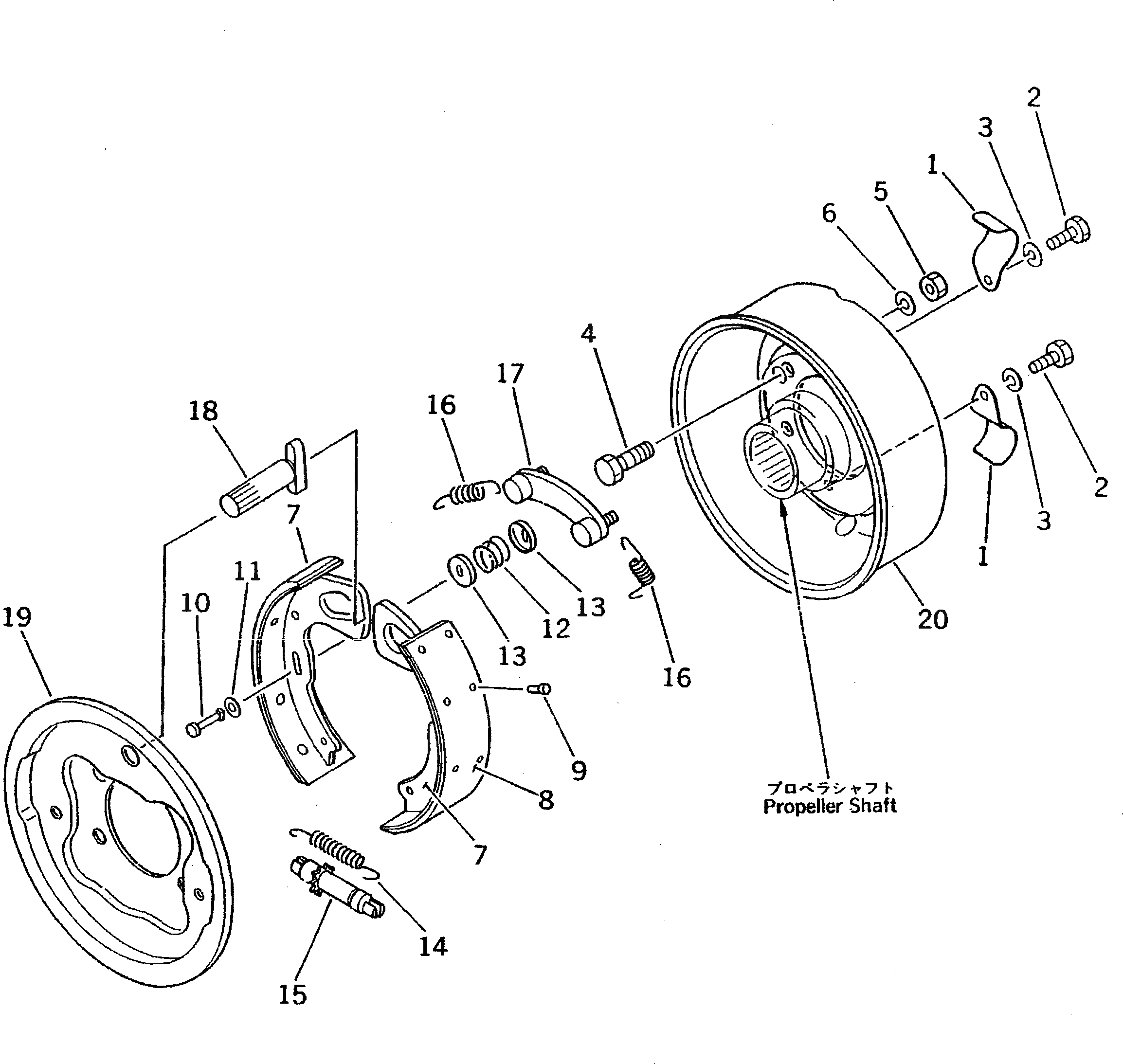 Схема запчастей Komatsu PW100-3 - СТОЯНОЧНЫЙ ТОРМОЗ(№-) ШАССИ¤ ТРАНСМИССИЯ¤ МОСТ¤ КОЛЕСА И ВОЗД. СИСТЕМА