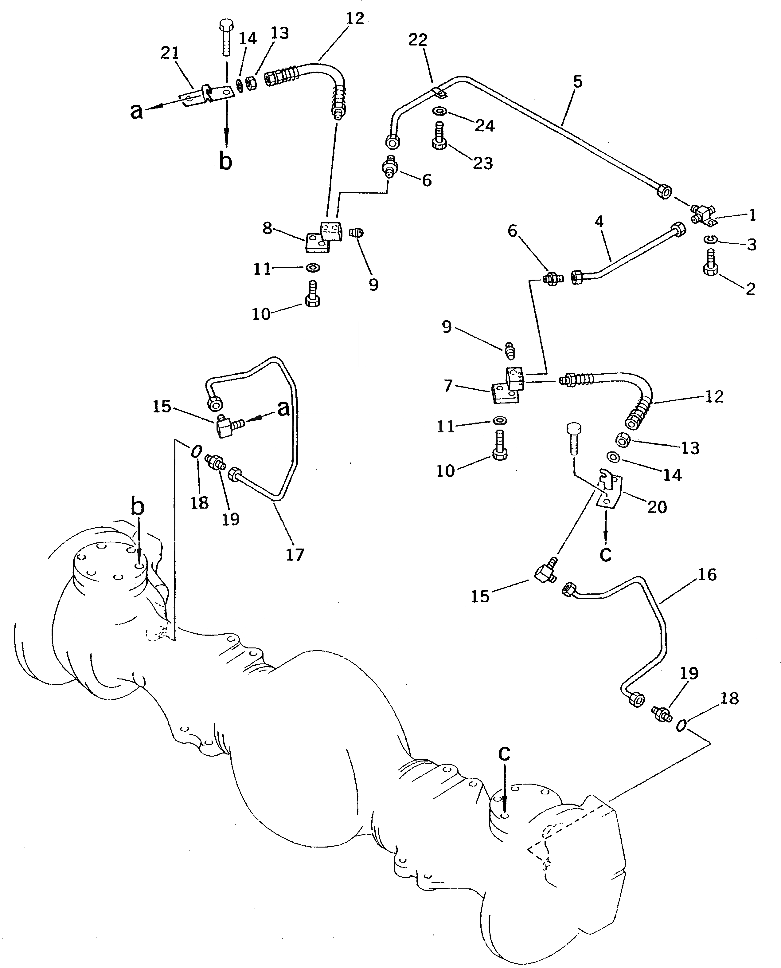 Схема запчастей Komatsu PW100-3 - НИЖН. ВОЗДУХОВОД (ЛЕВ. - ПРАВ. CALIPER)(№-8) ШАССИ¤ ТРАНСМИССИЯ¤ МОСТ¤ КОЛЕСА И ВОЗД. СИСТЕМА