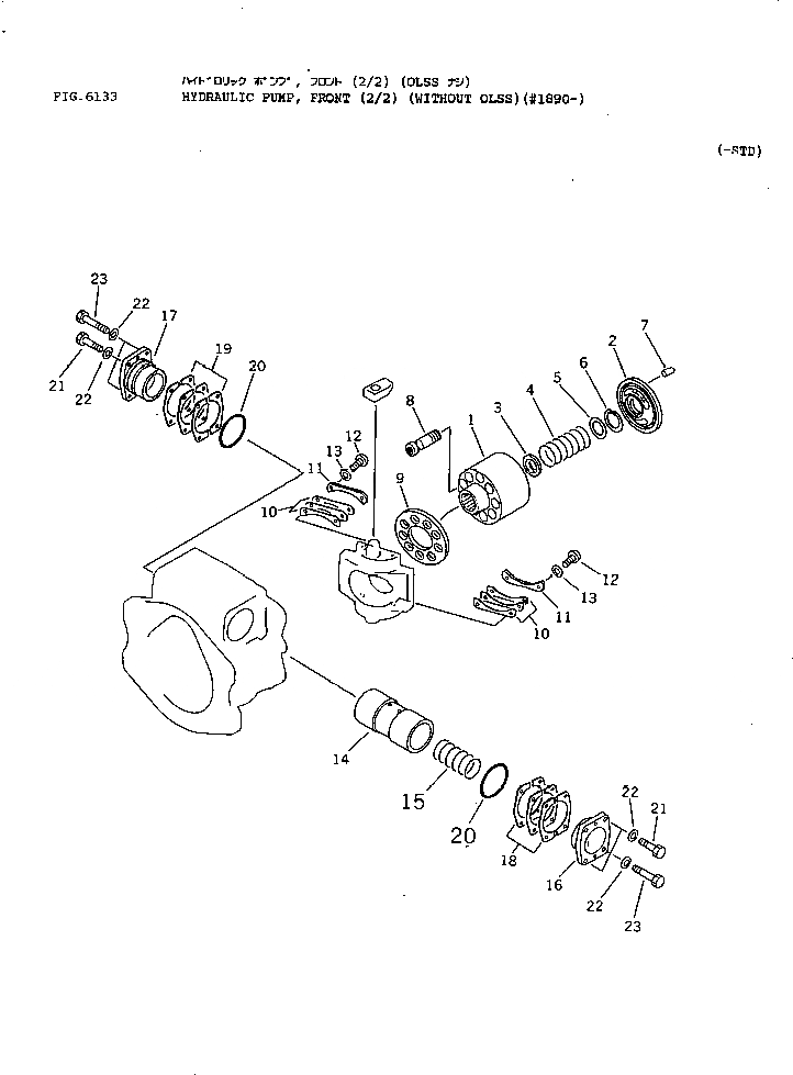 Схема запчастей Komatsu PW100-3 - ГИДР. НАСОС.¤ ПЕРЕДН. (/) (БЕЗ OLSS)(№89-) УПРАВЛ-Е РАБОЧИМ ОБОРУДОВАНИЕМ