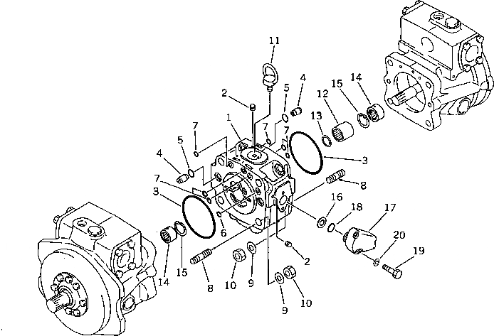 Схема запчастей Komatsu PW100-3 - ГИДР. НАСОС.¤ END КРЫШКА (БЕЗ OLSS) (МОРОЗОУСТОЙЧИВ. СПЕЦИФИКАЦИЯ.)(№-) УПРАВЛ-Е РАБОЧИМ ОБОРУДОВАНИЕМ