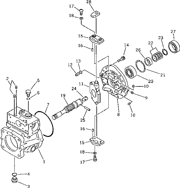 Схема запчастей Komatsu PW100-3 - ГИДР. НАСОС.¤ ЗАДН. (/) (БЕЗ OLSS) (МОРОЗОУСТОЙЧИВ. СПЕЦИФИКАЦИЯ.)(№-) УПРАВЛ-Е РАБОЧИМ ОБОРУДОВАНИЕМ