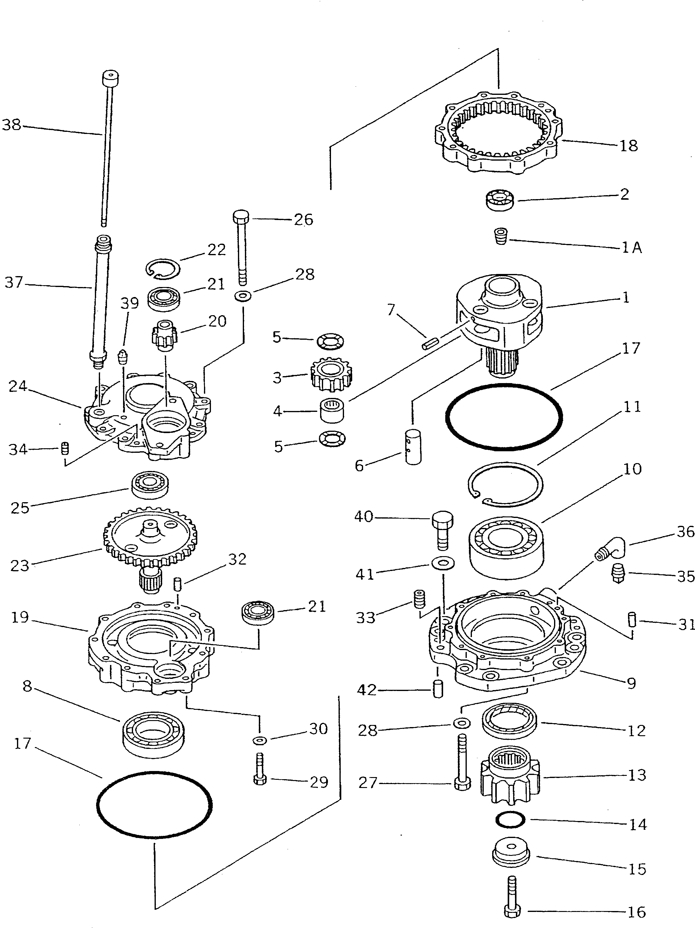 Схема запчастей Komatsu PW100-3 - МЕХАНИЗМ ПОВОРОТА ПОВОРОТН. СИСТЕМА