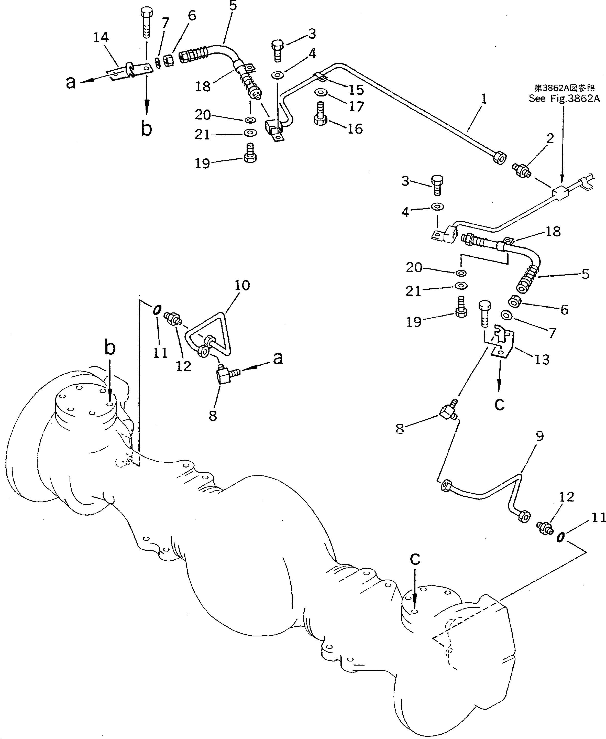 Схема запчастей Komatsu PW100N-3 - НИЖН. ВОЗДУХОВОД (ЛЕВ. - ПРАВ. CALIPER)(№8-) ШАССИ¤ ТРАНСМИССИЯ¤ МОСТ¤ КОЛЕСА И ВОЗД. СИСТЕМА