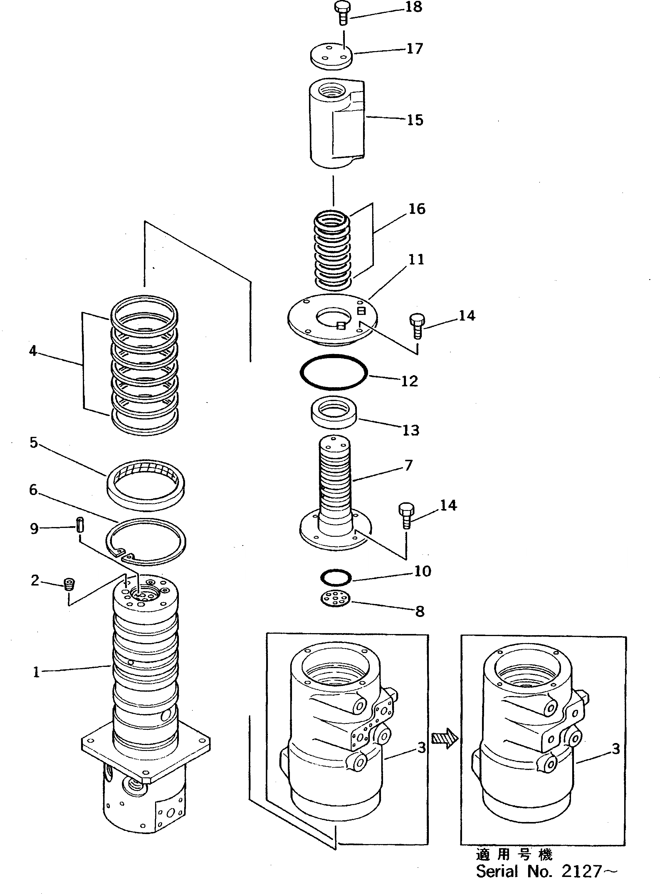 Схема запчастей Komatsu PW100N-3 - ПОВОРОТНОЕ СОЕДИНЕНИЕ УПРАВЛ-Е РАБОЧИМ ОБОРУДОВАНИЕМ
