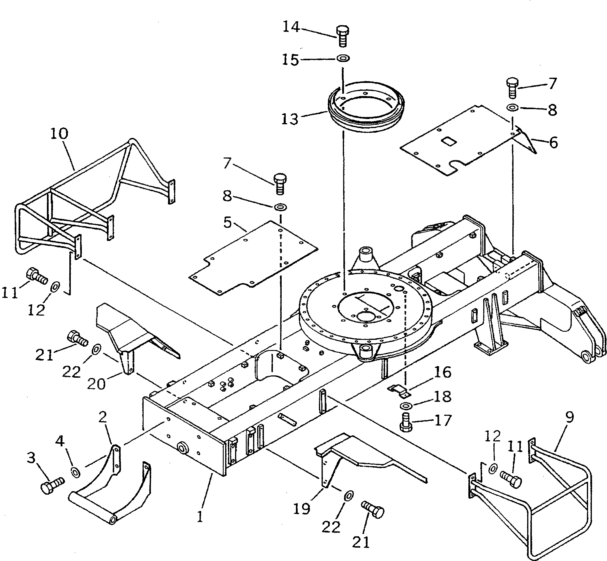 Схема запчастей Komatsu PW100NS-3 - ШАССИ (/) (БЕЗ ЗАДН. КРЫЛО)(№-) ШАССИ¤ ТРАНСМИССИЯ¤ МОСТ¤ КОЛЕСА И ВОЗД. СИСТЕМА