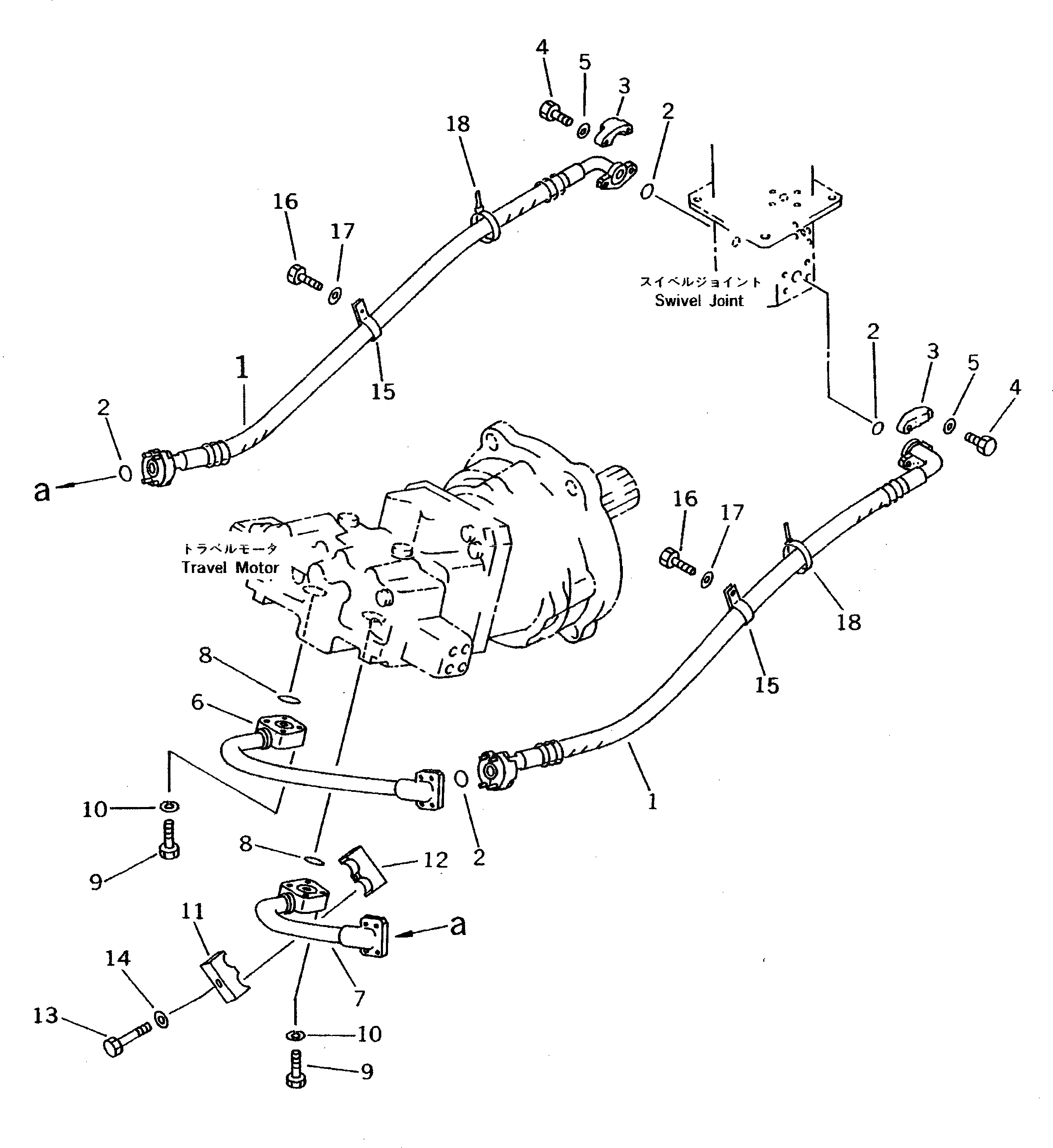 Схема запчастей Komatsu PW100NS-3 - МОТОР ХОДА ТРУБЫ (/) (ПОВОРОТНОЕ СОЕДИНЕНИЕ TO/FROM МОТОР ХОДА)(№-) ШАССИ¤ ТРАНСМИССИЯ¤ МОСТ¤ КОЛЕСА И ВОЗД. СИСТЕМА