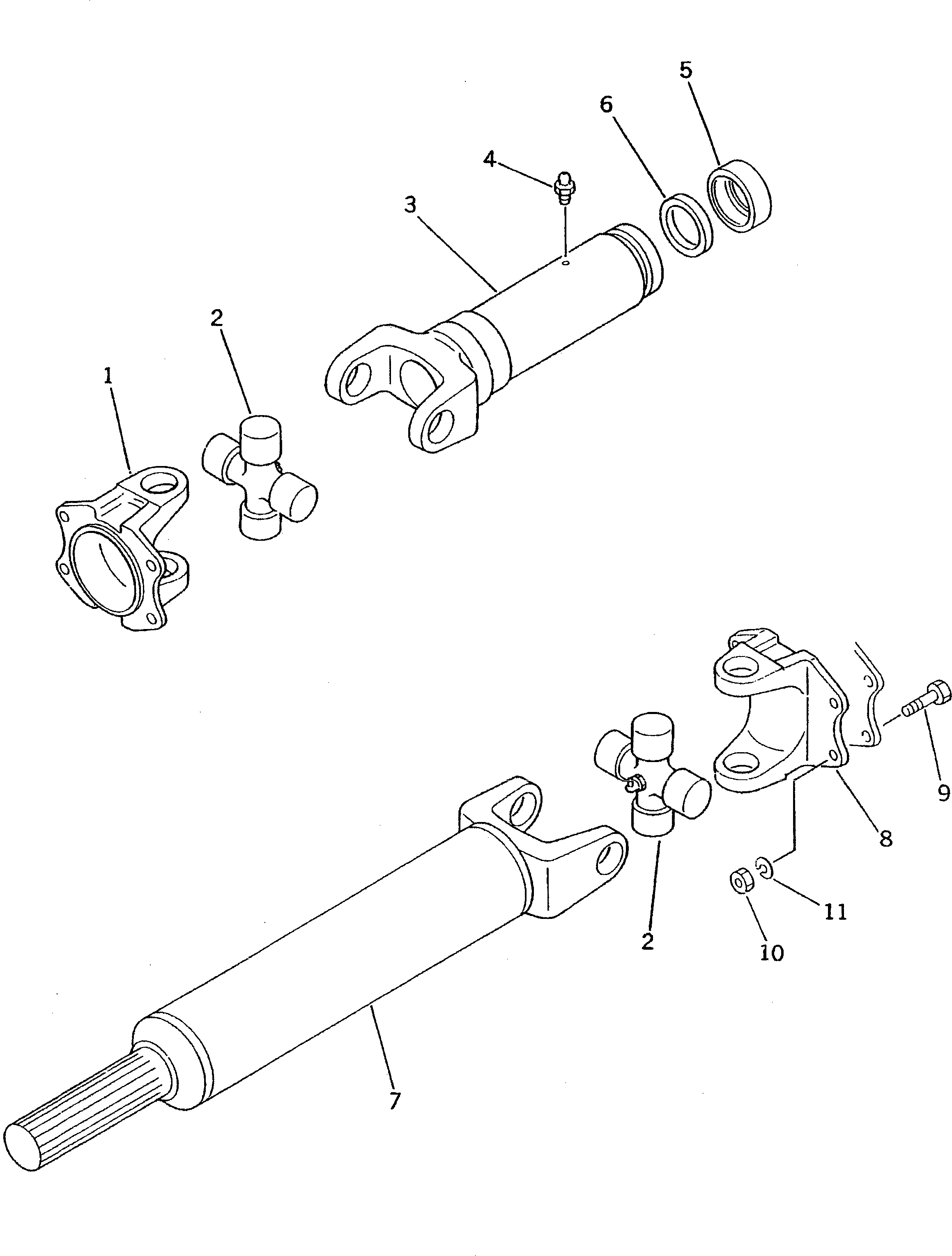 Схема запчастей Komatsu PW100NS-3 - ВЕДУЩ. ВАЛ(№-7) ШАССИ¤ ТРАНСМИССИЯ¤ МОСТ¤ КОЛЕСА И ВОЗД. СИСТЕМА