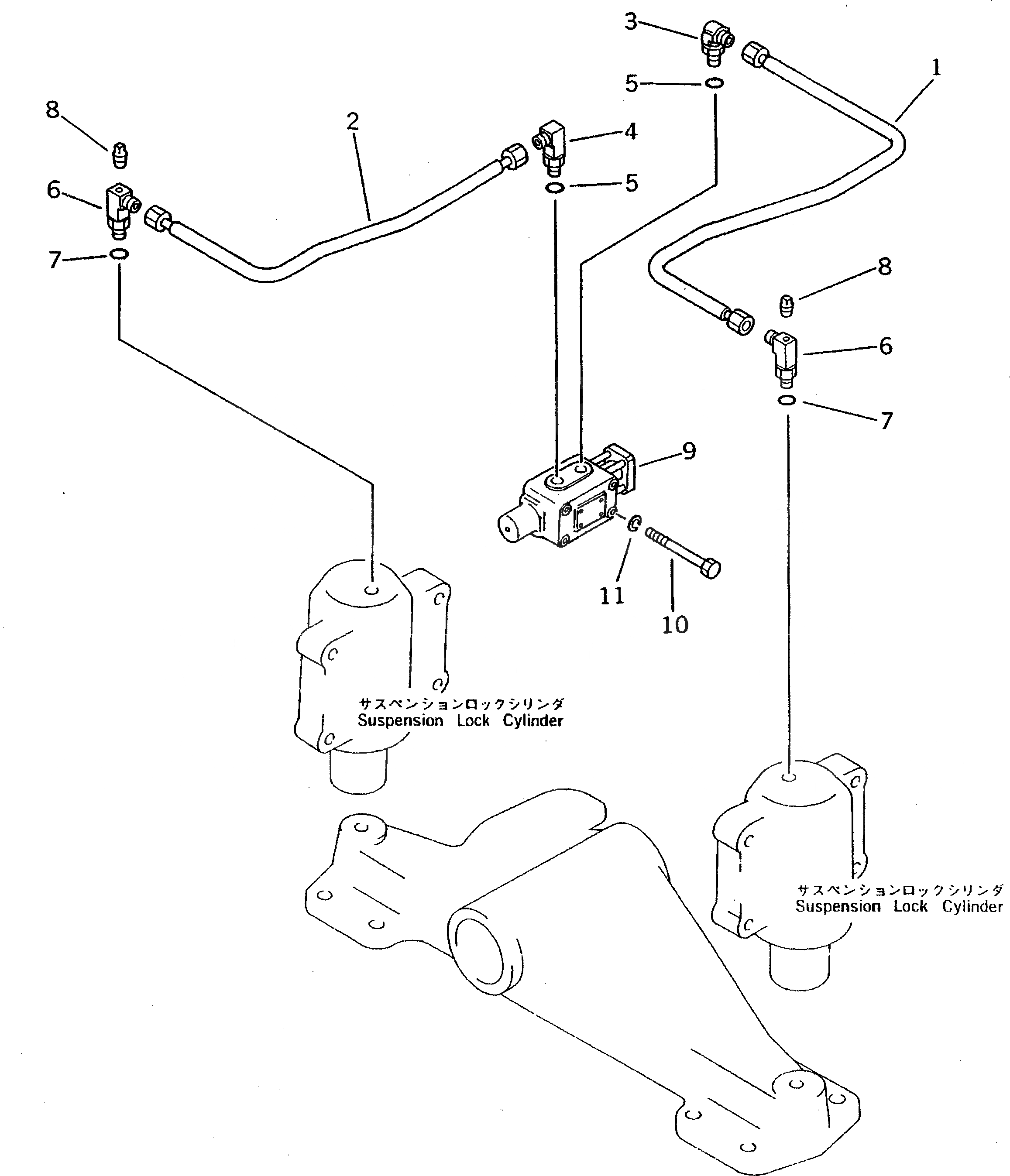 Схема запчастей Komatsu PW100NS-3 - ПОДВЕСКА БЛОКИР. СИСТЕМА ТРУБ ЦИЛИНДРА ШАССИ¤ ТРАНСМИССИЯ¤ МОСТ¤ КОЛЕСА И ВОЗД. СИСТЕМА