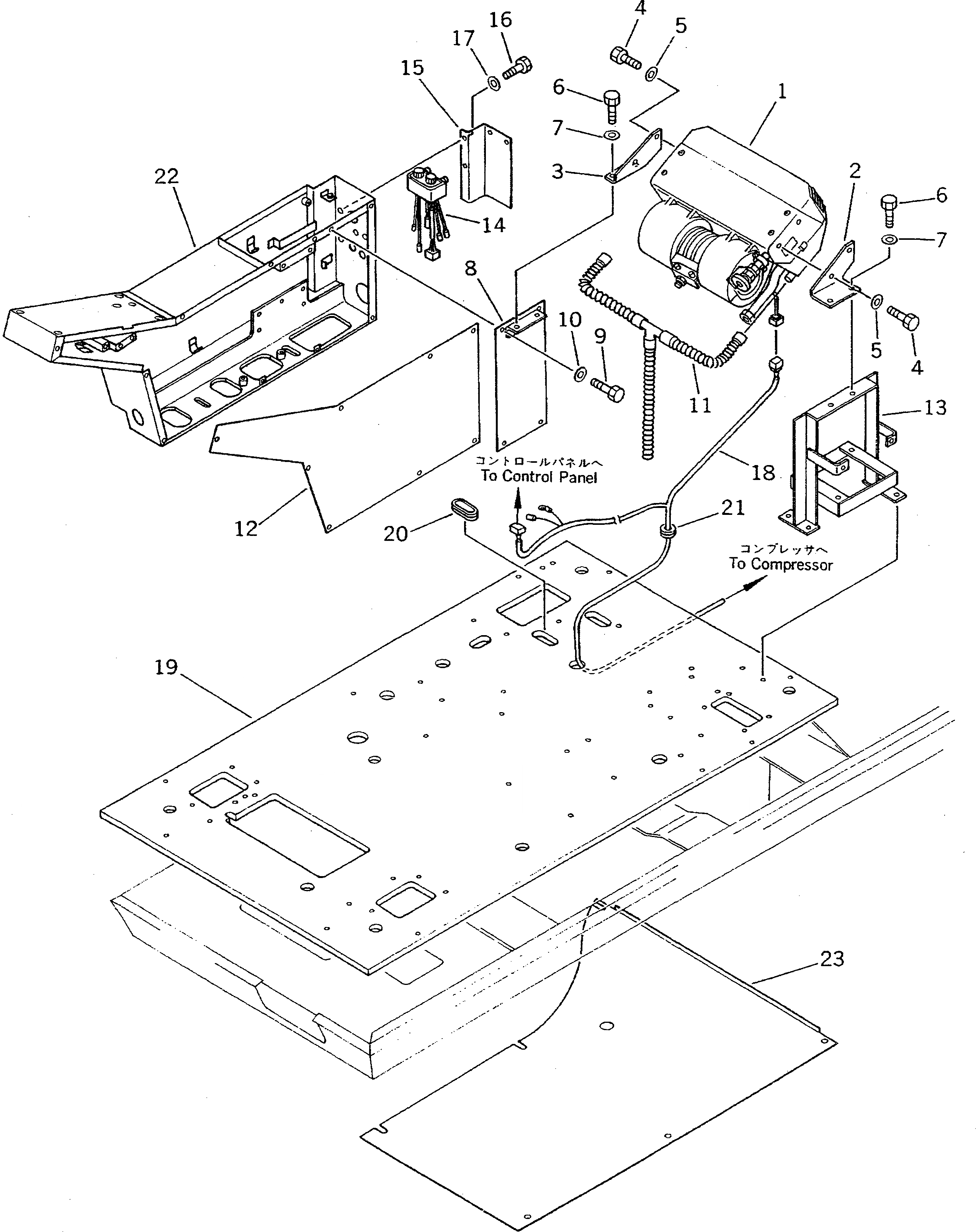 Схема запчастей Komatsu PW100NS-3 - CAR СИСТЕМА ТРУБ ОХЛАЖДЕНИЯ (/)(№-8) ЧАСТИ КОРПУСА