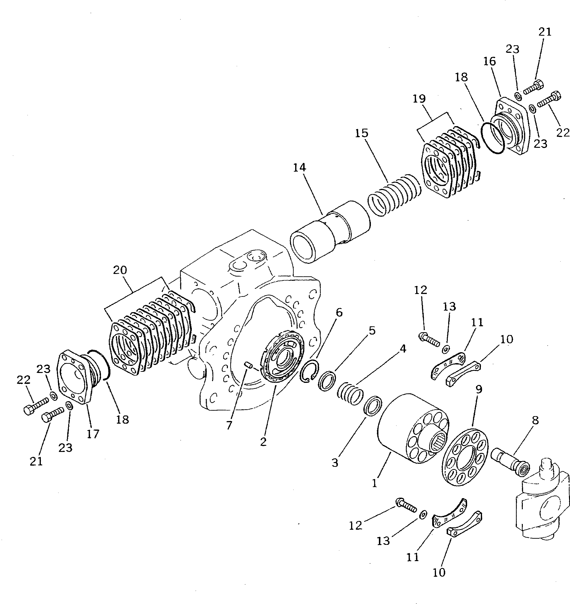 Схема запчастей Komatsu PW100NS-3 - ГИДР. НАСОС.¤ ПЕРЕДН. (/) (С OLSS) УПРАВЛ-Е РАБОЧИМ ОБОРУДОВАНИЕМ