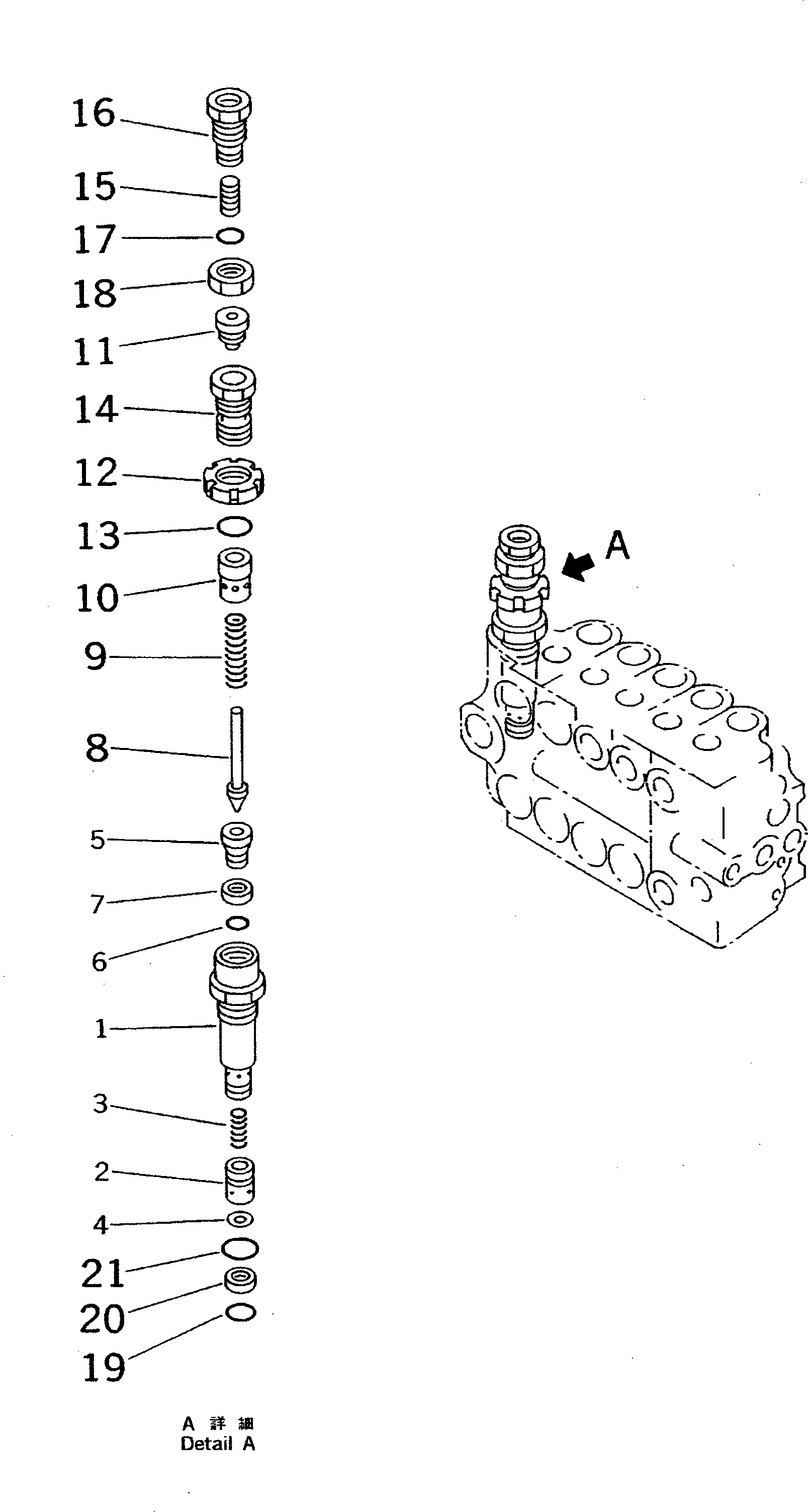 Схема запчастей Komatsu PW100NS-3 - УПРАВЛЯЮЩ. КЛАПАН¤ ЛЕВ. (/)(№9-) УПРАВЛ-Е РАБОЧИМ ОБОРУДОВАНИЕМ