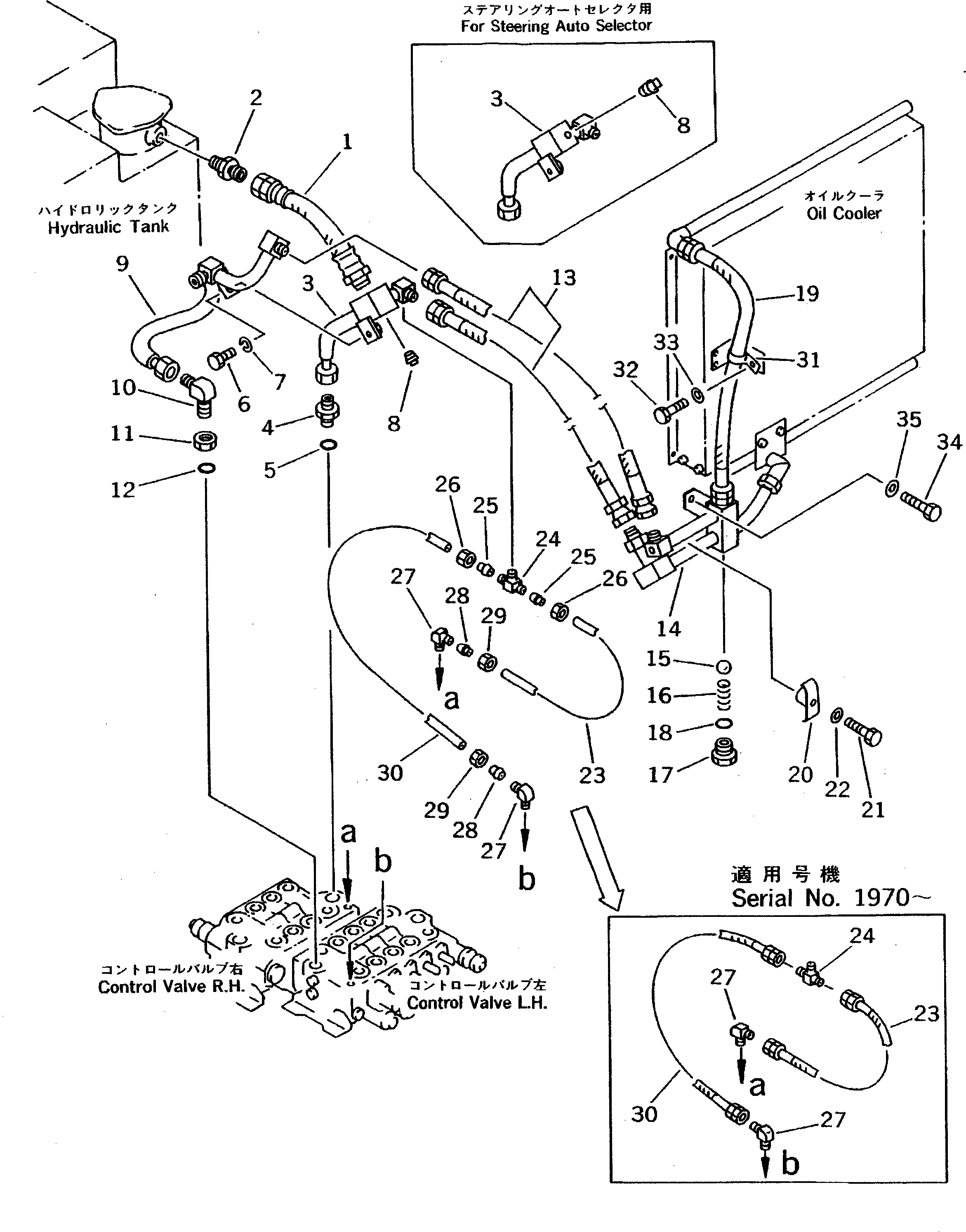 Схема запчастей Komatsu PW100NS-3 - ГИДРОЛИНИЯ (КЛАПАН - МАСЛООХЛАДИТЕЛЬ - БАК) (С OLSS)(№8-) УПРАВЛ-Е РАБОЧИМ ОБОРУДОВАНИЕМ