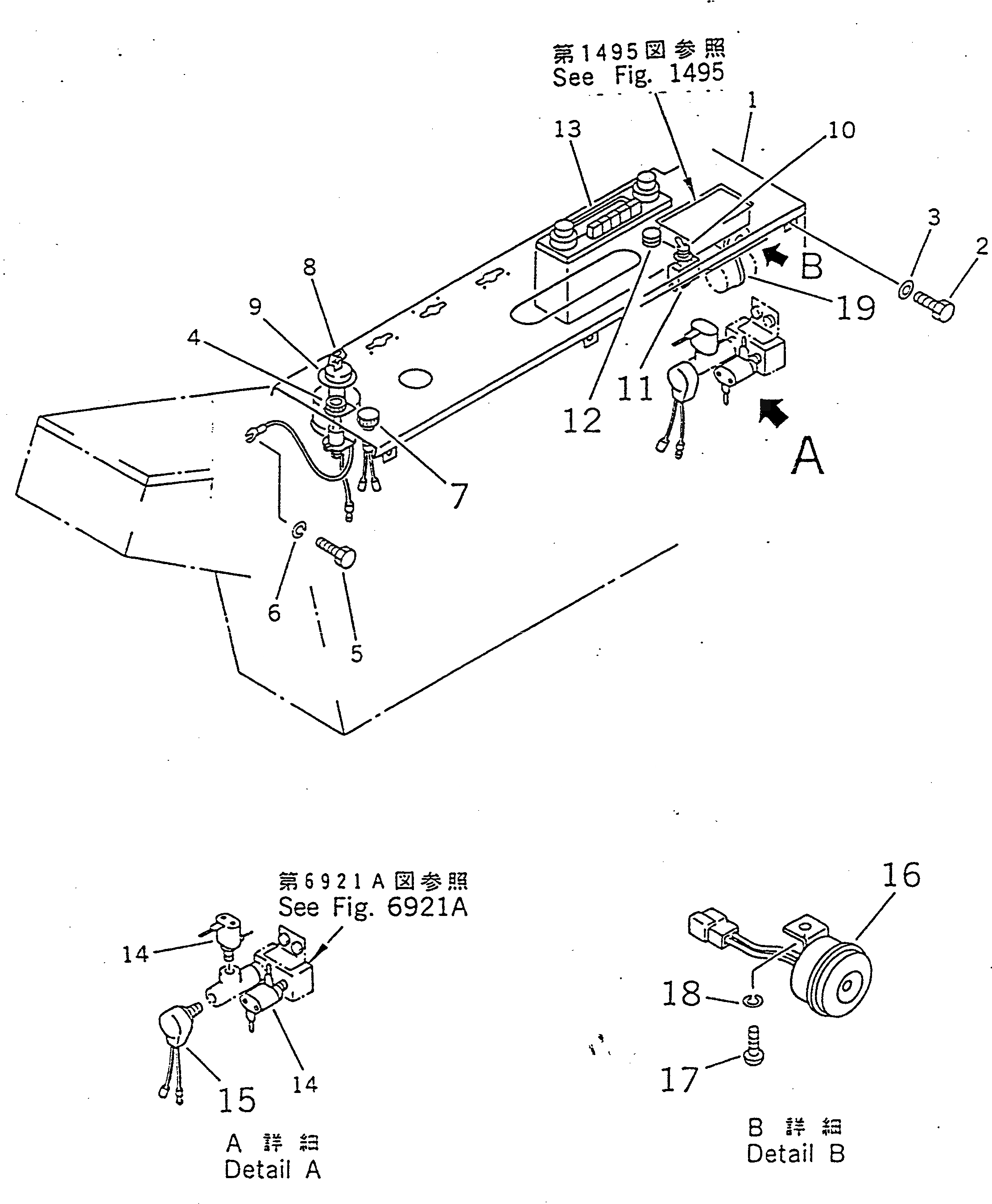 Схема запчастей Komatsu PW100S-3B - ПАНЕЛЬ ПРИБОРОВ (/) (ROAD CONSTRUCTION СПЕЦ-Я.)(№8-) КОМПОНЕНТЫ ДВИГАТЕЛЯ И ЭЛЕКТРИКА