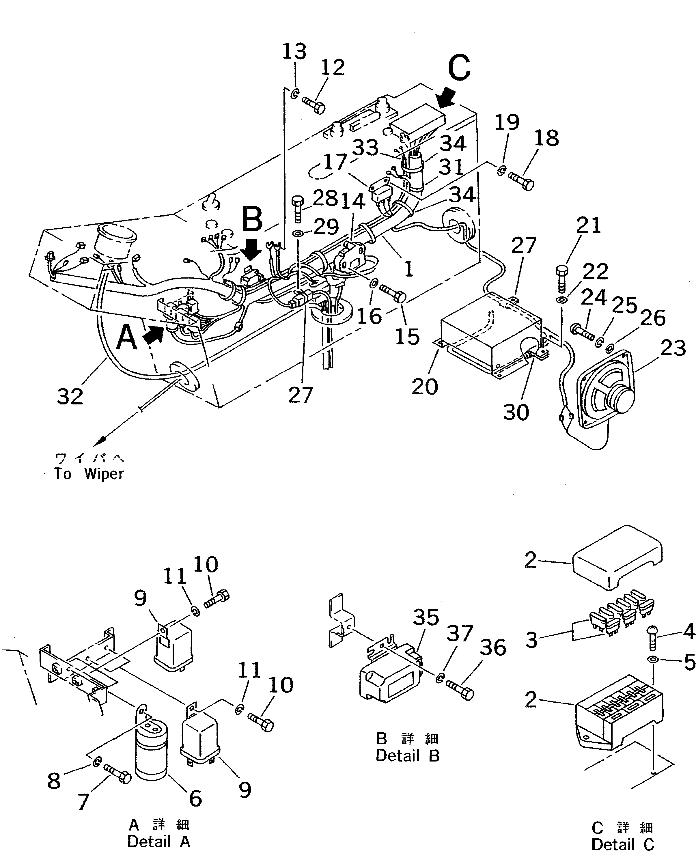 Схема запчастей Komatsu PW100S-3B - ПАНЕЛЬ ПРИБОРОВ (/) (ROAD CONSTRUCTION СПЕЦ-Я.)(№8-) КОМПОНЕНТЫ ДВИГАТЕЛЯ И ЭЛЕКТРИКА