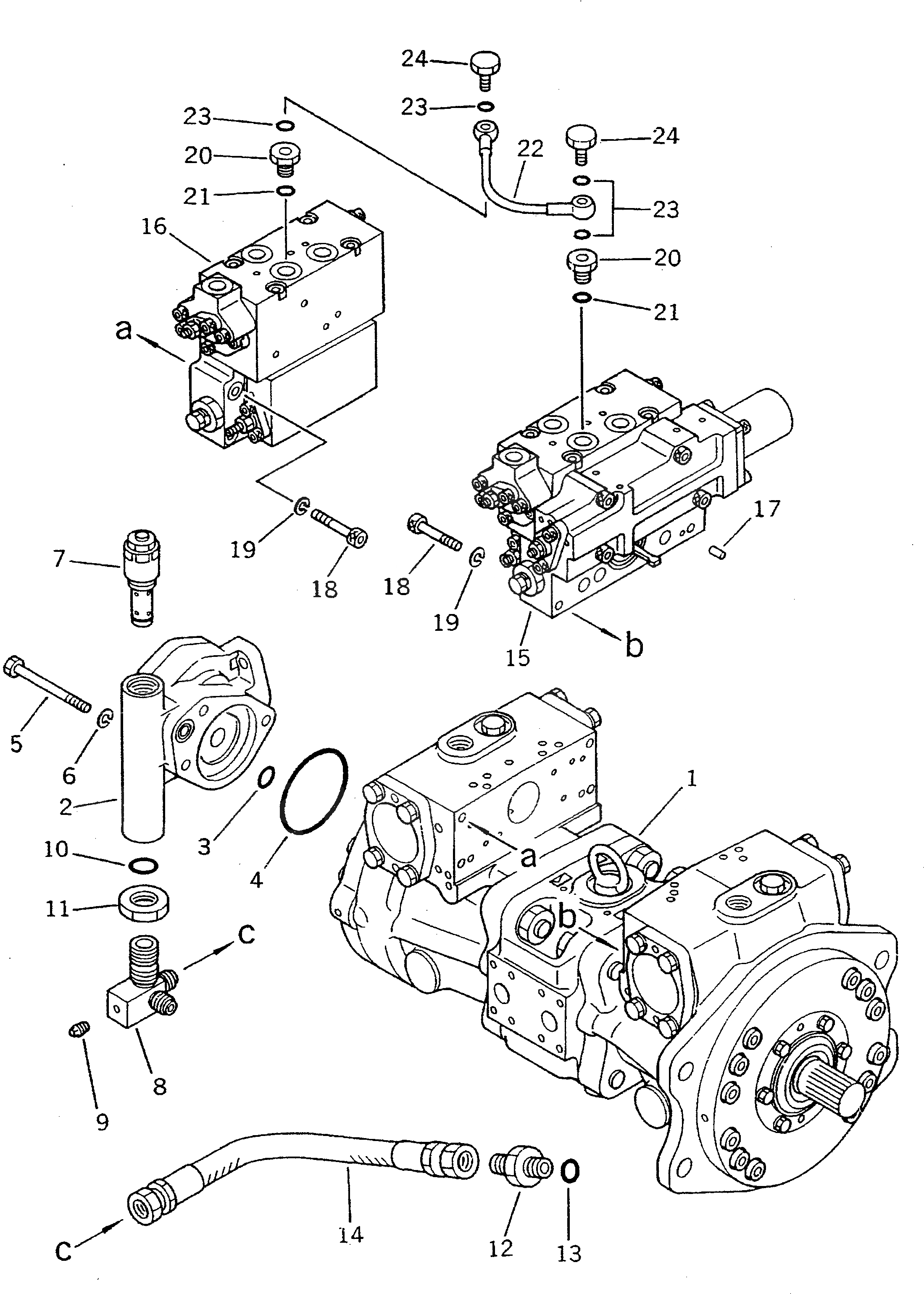 Схема запчастей Komatsu PW100S-3B - ГИДР. НАСОС. БЛОК (С OLSS) УПРАВЛ-Е РАБОЧИМ ОБОРУДОВАНИЕМ