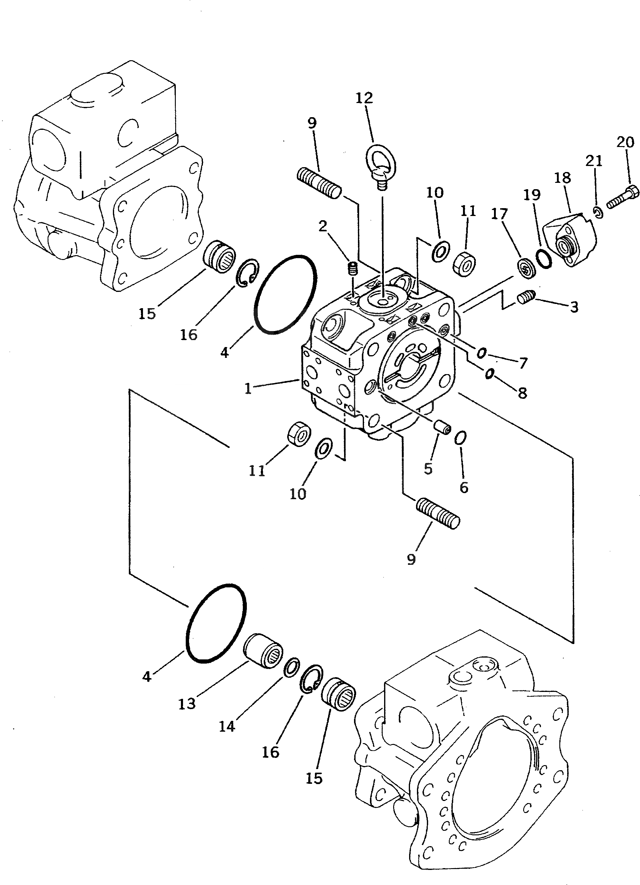Схема запчастей Komatsu PW100S-3B - ГИДР. НАСОС.¤ END КРЫШКА (С OLSS) УПРАВЛ-Е РАБОЧИМ ОБОРУДОВАНИЕМ
