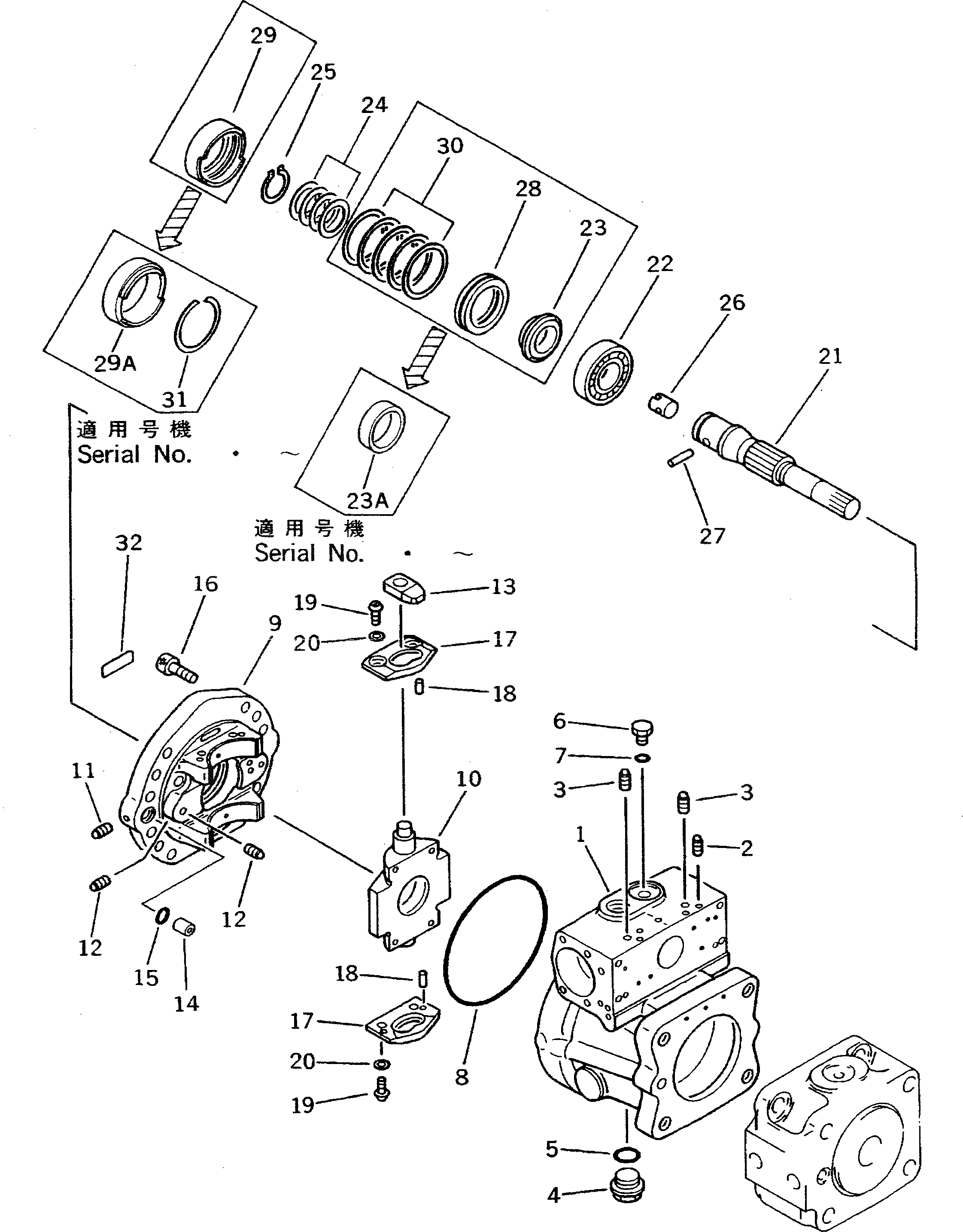 Схема запчастей Komatsu PW100S-3B - ГИДР. НАСОС.¤ ЗАДН. (/) (С OLSS) УПРАВЛ-Е РАБОЧИМ ОБОРУДОВАНИЕМ