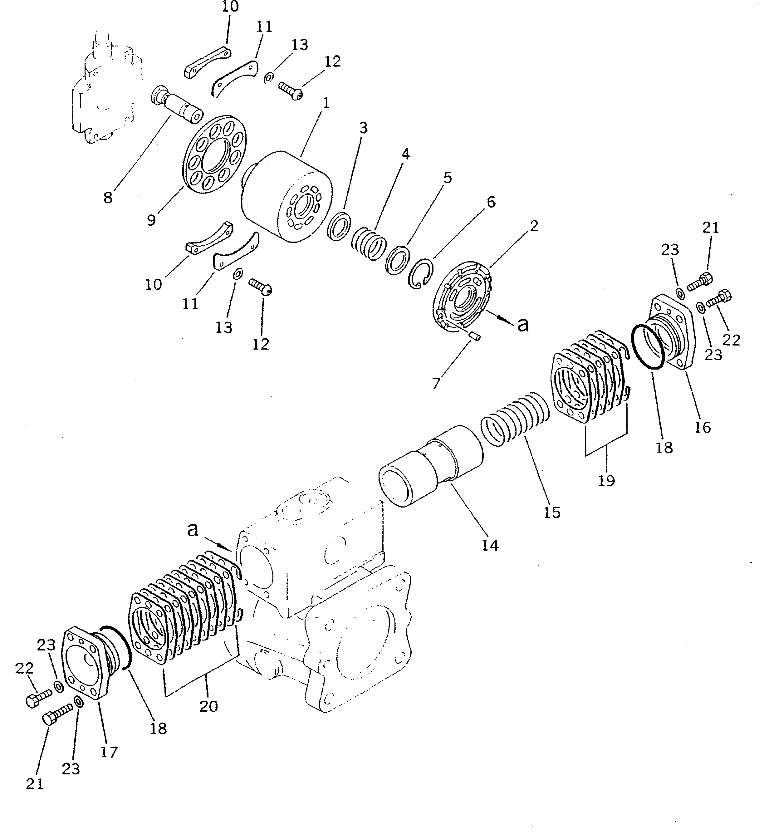 Схема запчастей Komatsu PW100S-3B - ГИДР. НАСОС.¤ ЗАДН. (/) (С OLSS) УПРАВЛ-Е РАБОЧИМ ОБОРУДОВАНИЕМ