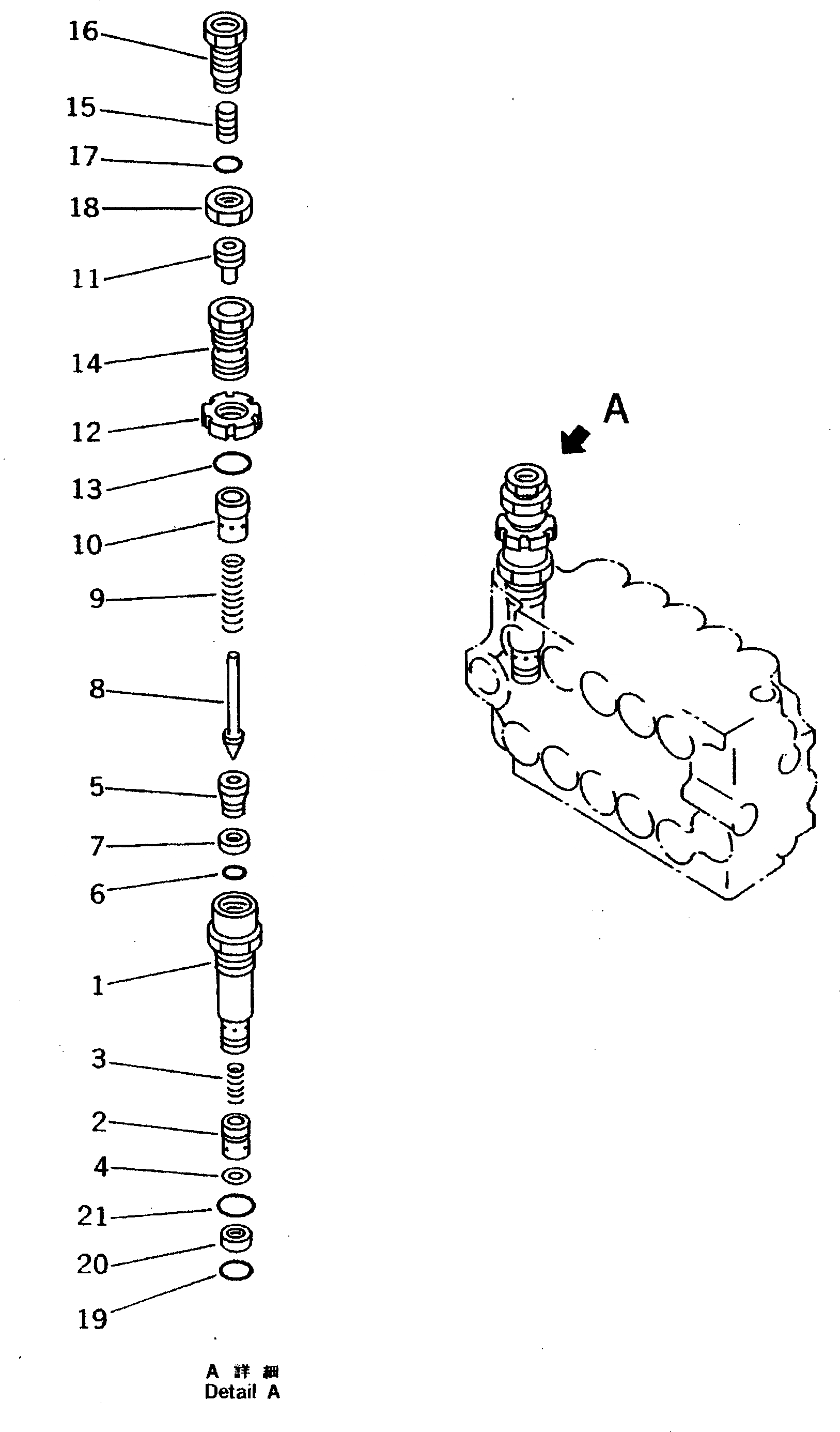 Схема запчастей Komatsu PW100S-3B - УПРАВЛЯЮЩ. КЛАПАН¤ ЛЕВ. (/) (ДЛЯ ОПОР И ОТВАЛ) УПРАВЛ-Е РАБОЧИМ ОБОРУДОВАНИЕМ