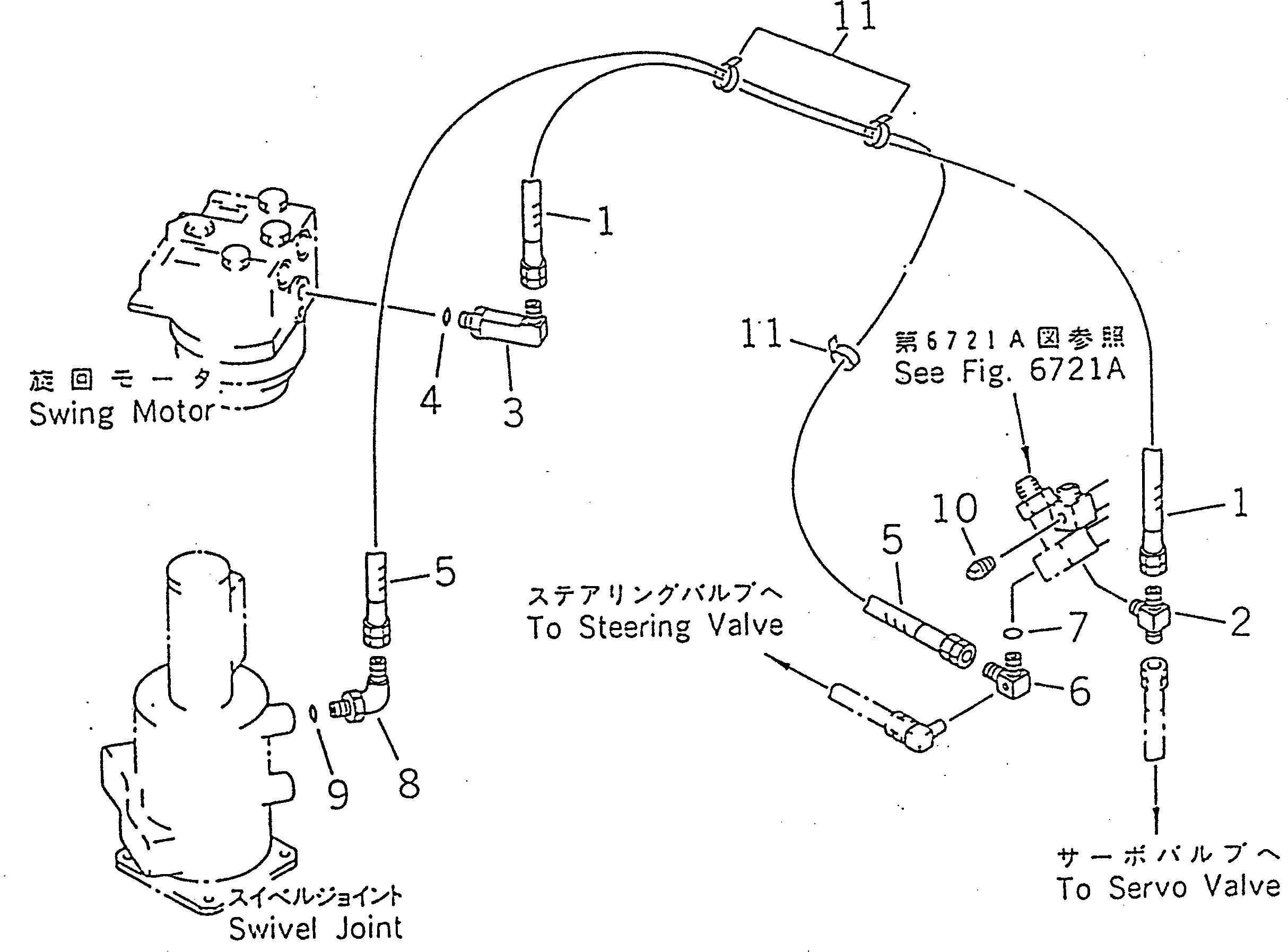 Схема запчастей Komatsu PW100S-3B - ГИДРОЛИНИЯ (ВОЗВРАТ.) (ДЛЯ ОПОР ЛЕВ.¤ ПРАВ. INDEPENDENT MOVEMENT)(№89-) УПРАВЛ-Е РАБОЧИМ ОБОРУДОВАНИЕМ