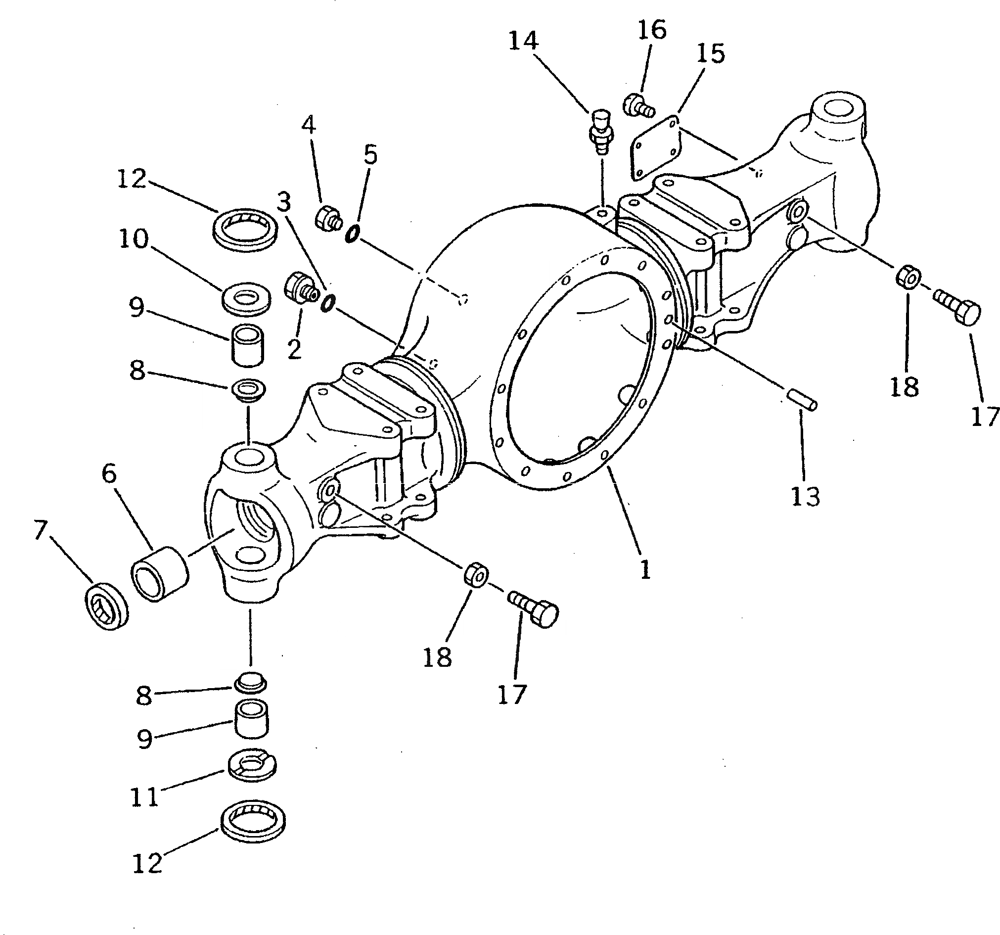 Схема запчастей Komatsu PW100S-3 - КОРПУС ПЕРЕДНЕГО МОСТА(№-) ШАССИ¤ ТРАНСМИССИЯ¤ МОСТ¤ КОЛЕСА И ВОЗД. СИСТЕМА