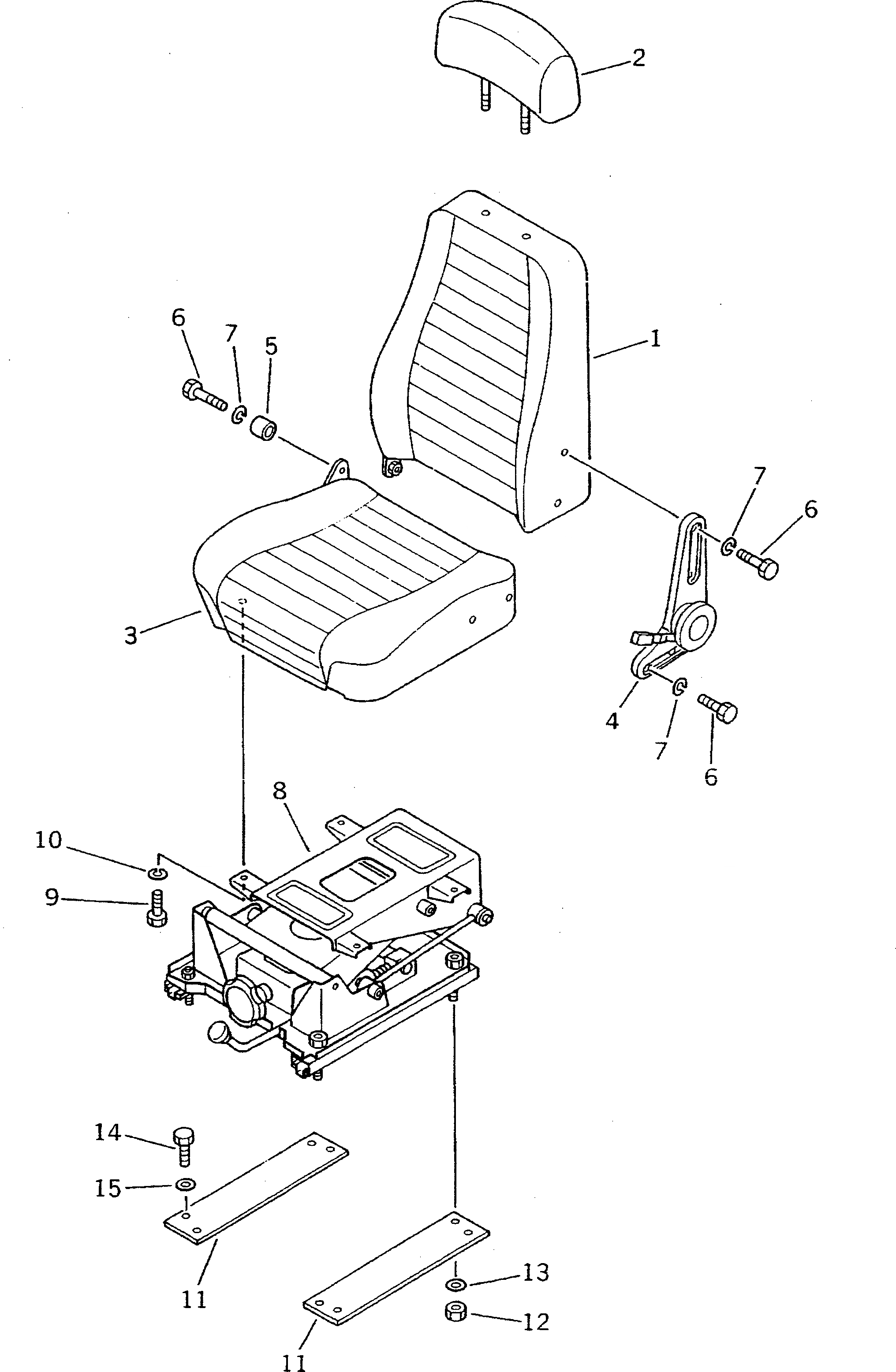 Схема запчастей Komatsu PW100S-3 - СИДЕНЬЕ ОПЕРАТОРА(№7-) ЧАСТИ КОРПУСА