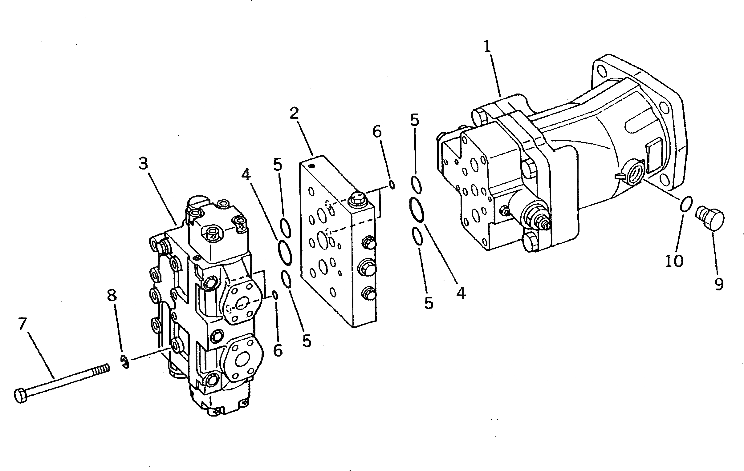 Схема запчастей Komatsu PW100S-3 - МОТОР ХОДА (/) (БЛОК) УПРАВЛ-Е РАБОЧИМ ОБОРУДОВАНИЕМ