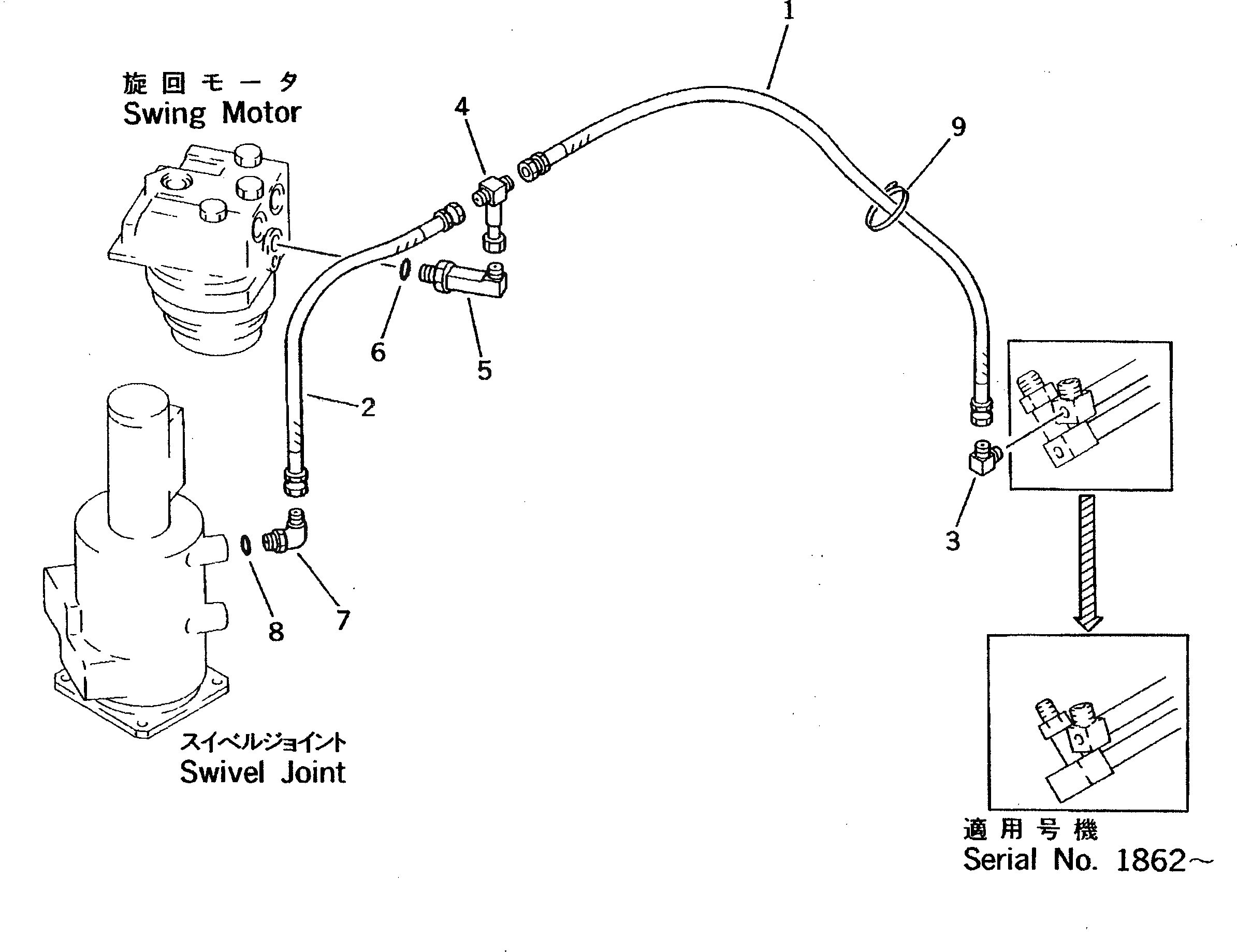 Схема запчастей Komatsu PW100S-3 - ГИДРОЛИНИЯ (ВОЗВРАТ.)(№-89) УПРАВЛ-Е РАБОЧИМ ОБОРУДОВАНИЕМ
