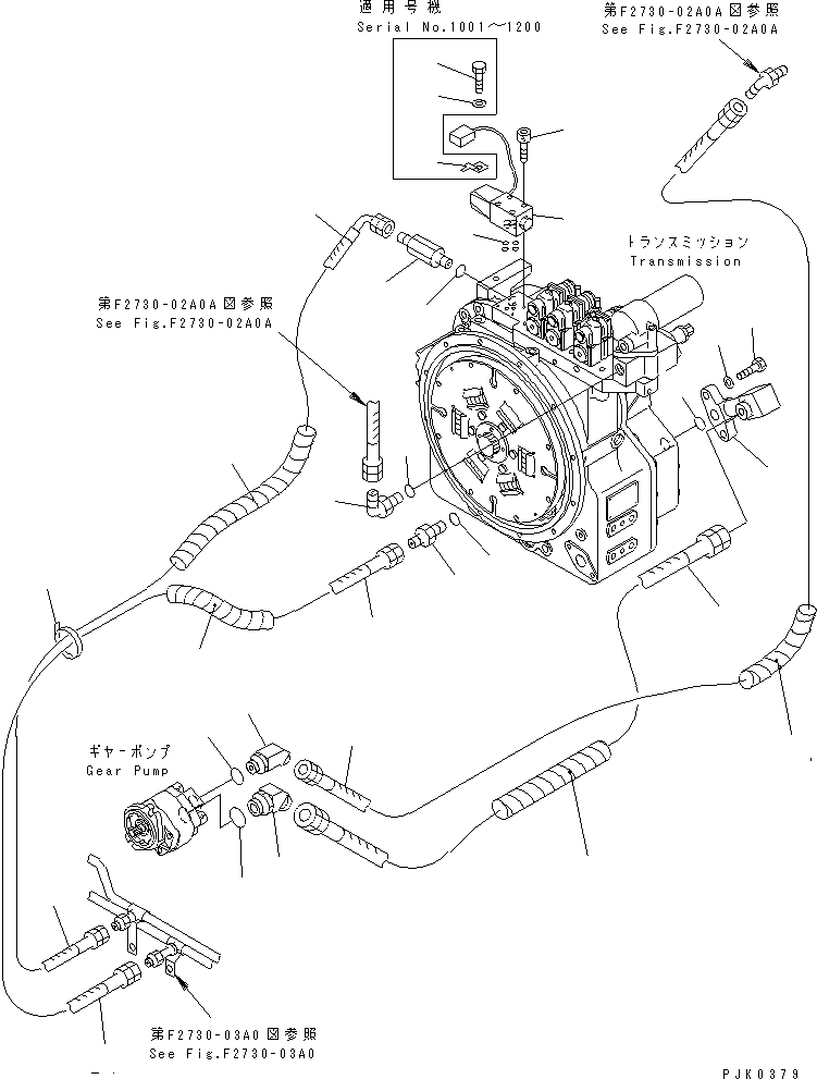 Схема запчастей Komatsu PW128UU-1 - ТРАНСМИССИЯ МАСЛ. ЛИНИЯ (ВСАСЫВ. И ЛИНИЯ ПОДАЧИ) ТРАНСМИССИЯ И КОМПОНЕНТЫ