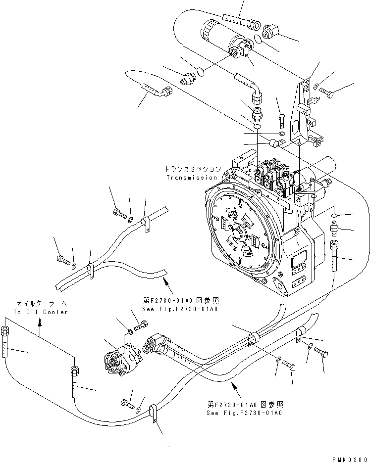Схема запчастей Komatsu PW128UU-1 - ТРАНСМИССИЯ МАСЛ. ЛИНИЯ (ЛИНИЯ МАСЛООХЛАДИТЕЛЯAND НАСОС)(№-) ТРАНСМИССИЯ И КОМПОНЕНТЫ