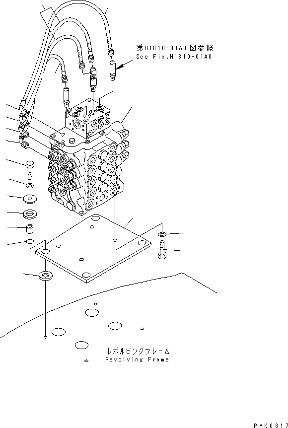 Схема запчастей Komatsu PW128UU-1 - ОСНОВН. КЛАПАН (ВЕРХН.) (МОНТАЖНЫЙ КАРКАС) (ДЛЯ MONO СТРЕЛА)(№-) ГИДРАВЛИКА