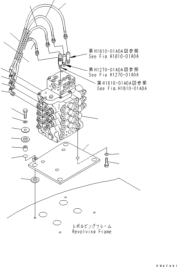Схема запчастей Komatsu PW128UU-1 - ОСНОВН. КЛАПАН (ВЕРХН.) (МОНТАЖНЫЙ КАРКАС) (ДЛЯ MONO СТРЕЛА)(№-) ГИДРАВЛИКА