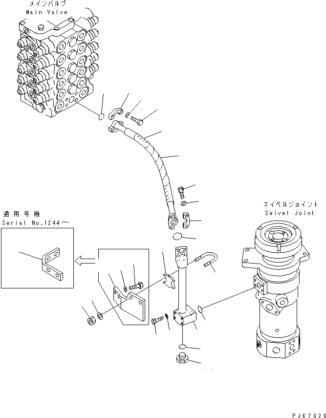 Схема запчастей Komatsu PW128UU-1 - ЛИНИЯ ПОДАЧИ (ВЕРХН.)(№-) ГИДРАВЛИКА