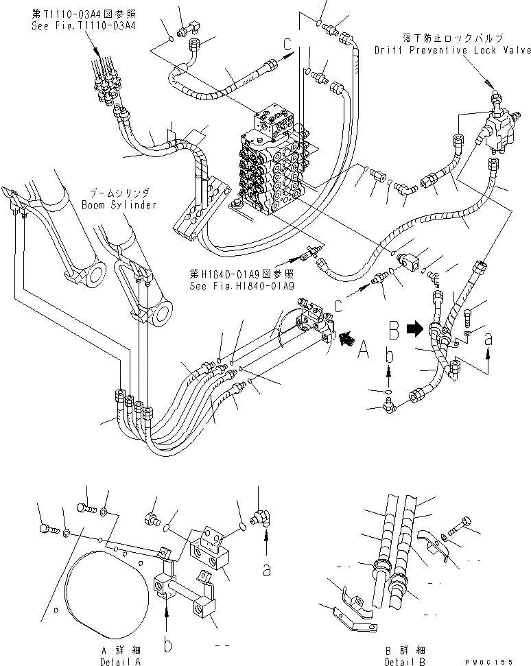 Схема запчастей Komatsu PW128UU-1 - ГИДРОЛИНИЯ СТРЕЛЫ (ДЛЯ OFFSET СТРЕЛА)(№-) ГИДРАВЛИКА