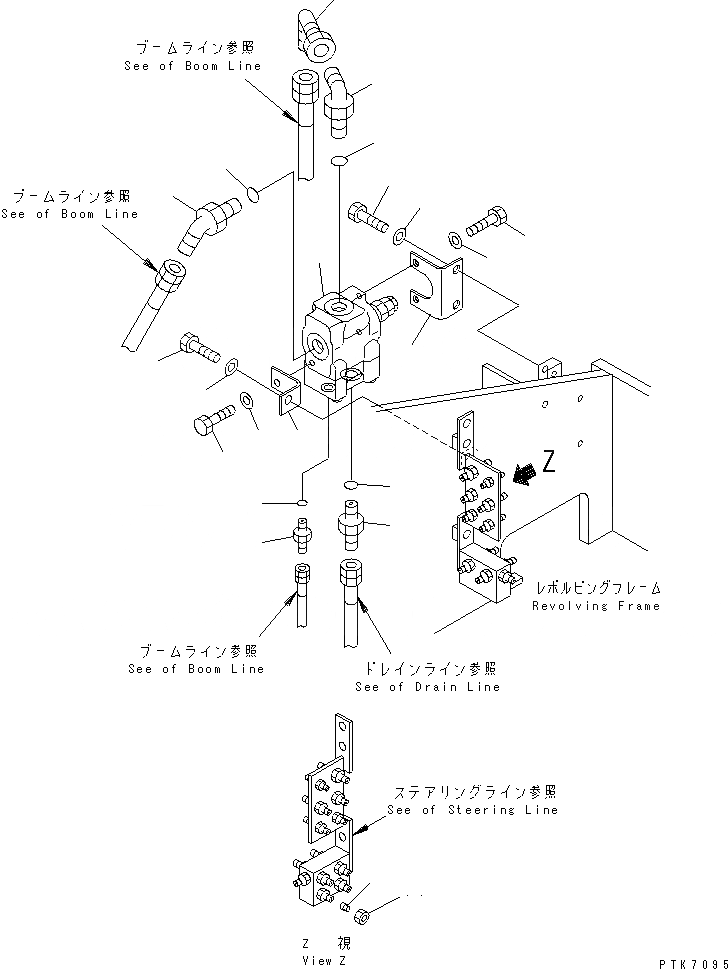 Схема запчастей Komatsu PW128UU-1 - ПРЕДОТВРАЩЕНИЕ СМЕЩЕНИЮ ЛИНИЯ (СТОПОРН. КЛАПАН) (ДЛЯ MONO СТРЕЛА)(№-) ГИДРАВЛИКА