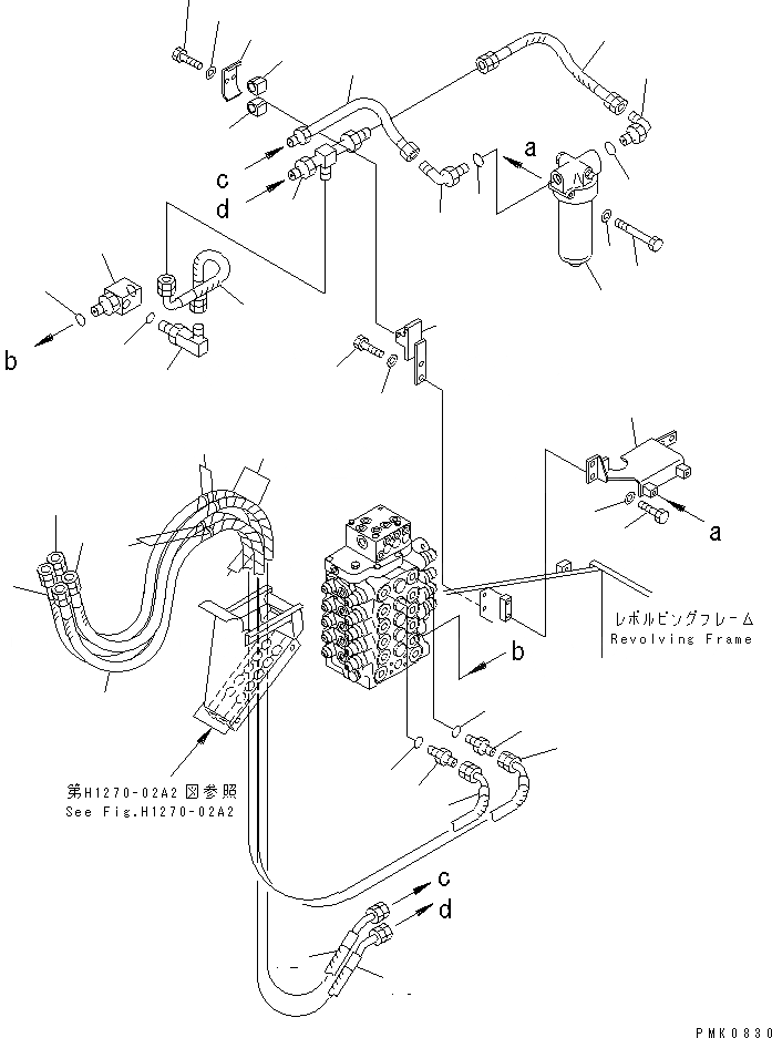 Схема запчастей Komatsu PW128UU-1 - НАВЕСНОЕ ОБОРУД-Е (ТРУБЫ И ФИЛЬТР.) (-ACTUATER НАВЕСН. ОБОРУД)   (ДЛЯ MONO СТРЕЛА)(№-) ГИДРАВЛИКА