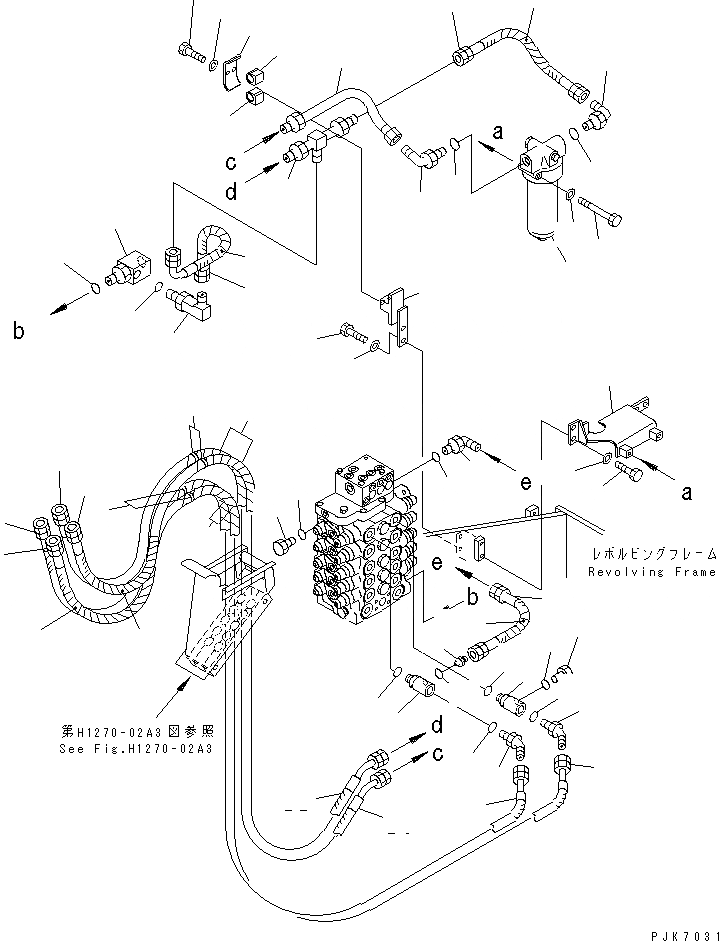 Схема запчастей Komatsu PW128UU-1 - НАВЕСНОЕ ОБОРУД-Е (ТРУБЫ И ФИЛЬТР.) (-ACTUATER НАВЕСН. ОБОРУД)   (ДЛЯ MONO СТРЕЛА)(№-) ГИДРАВЛИКА