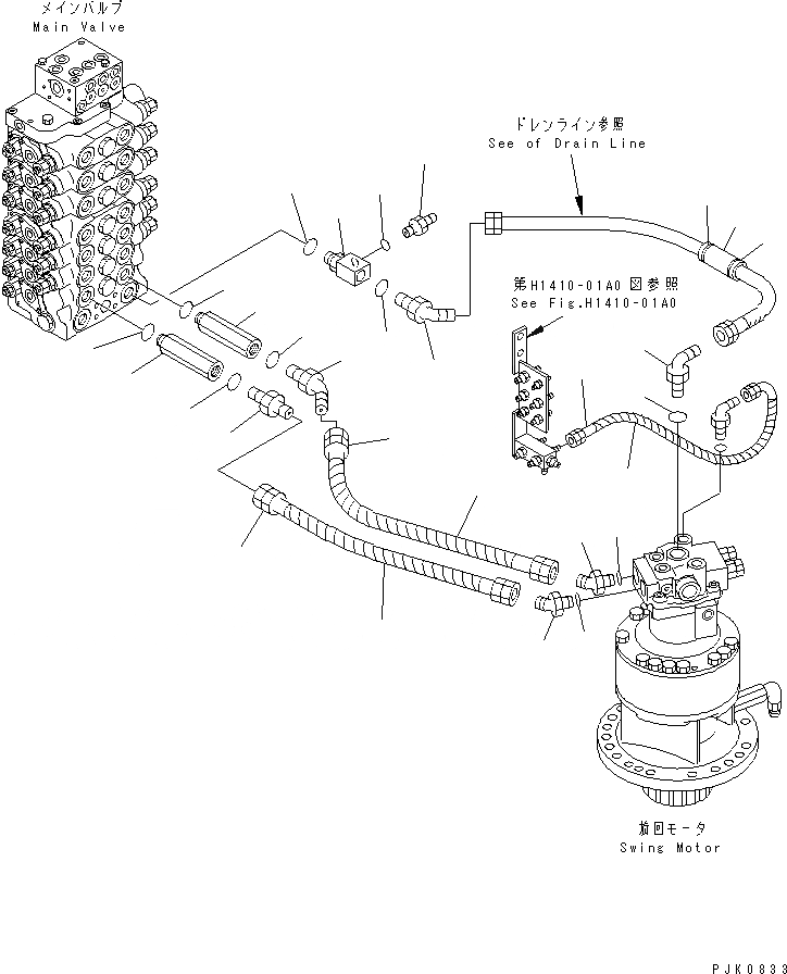 Схема запчастей Komatsu PW128UU-1 - ЛИНИЯ ПОВОРОТА ГИДРАВЛИКА