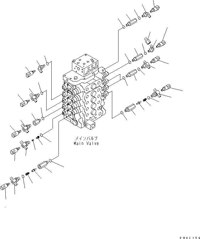 Схема запчастей Komatsu PW128UU-1 - P.P.C. ОСНОВН. ЛИНИЯ (ВЕРХН.) (ДЛЯ OFFSET СТРЕЛА)(№-) ГИДРАВЛИКА