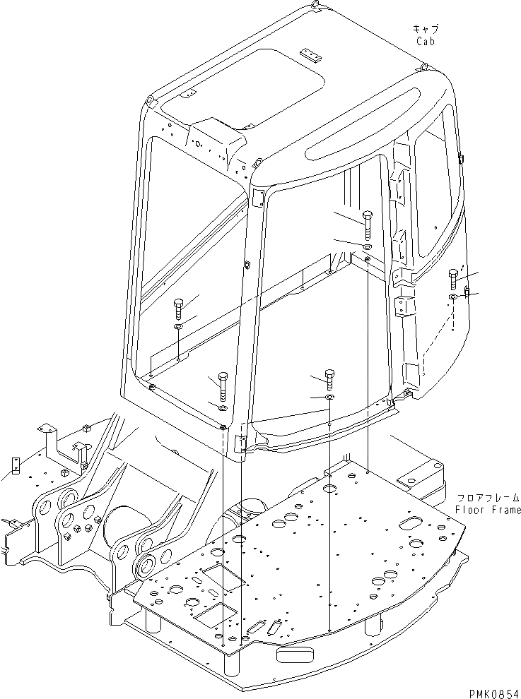 Схема запчастей Komatsu PW128UU-1 - КАБИНА (/) (КРЕПЛЕНИЕ)(№-) КАБИНА ОПЕРАТОРА И СИСТЕМА УПРАВЛЕНИЯ