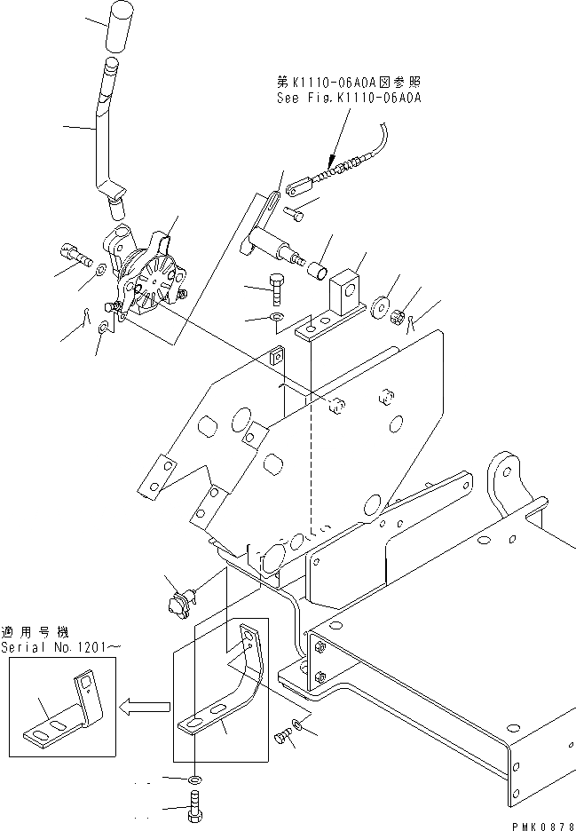 Схема запчастей Komatsu PW128UU-1 - ОСНОВН. КОНСТРУКЦИЯ (РЫЧАГ ПОДАЧИ ТОПЛИВА) КАБИНА ОПЕРАТОРА И СИСТЕМА УПРАВЛЕНИЯ