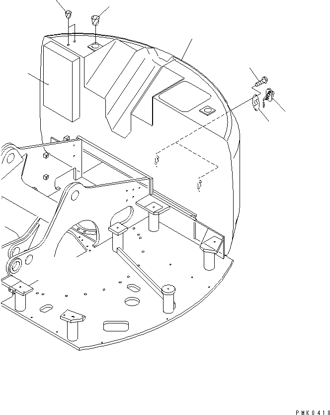 Схема запчастей Komatsu PW128UU-1 - ПРОТИВОВЕС (ДЛЯ 2-СЕКЦИОНН. СТРЕЛЫ) ЧАСТИ КОРПУСА